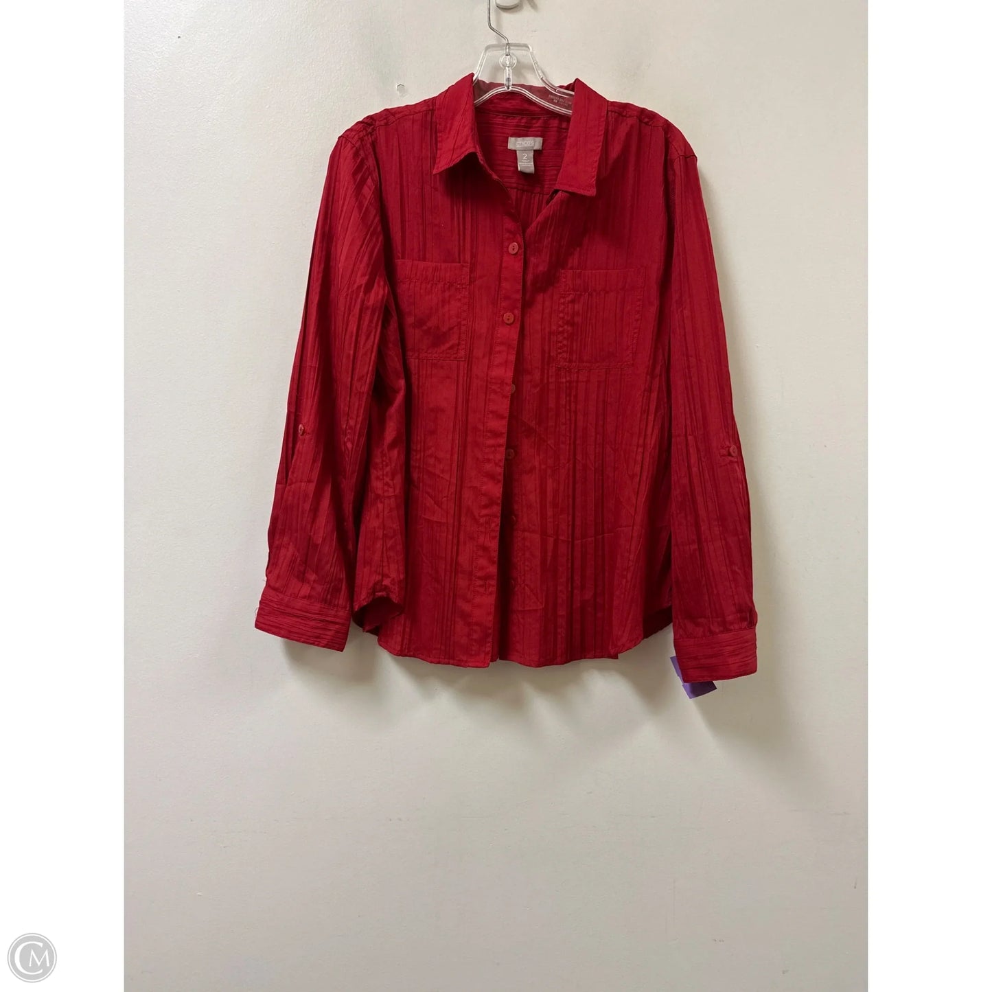 Blouse Long Sleeve By Chicos In Red, Size: L