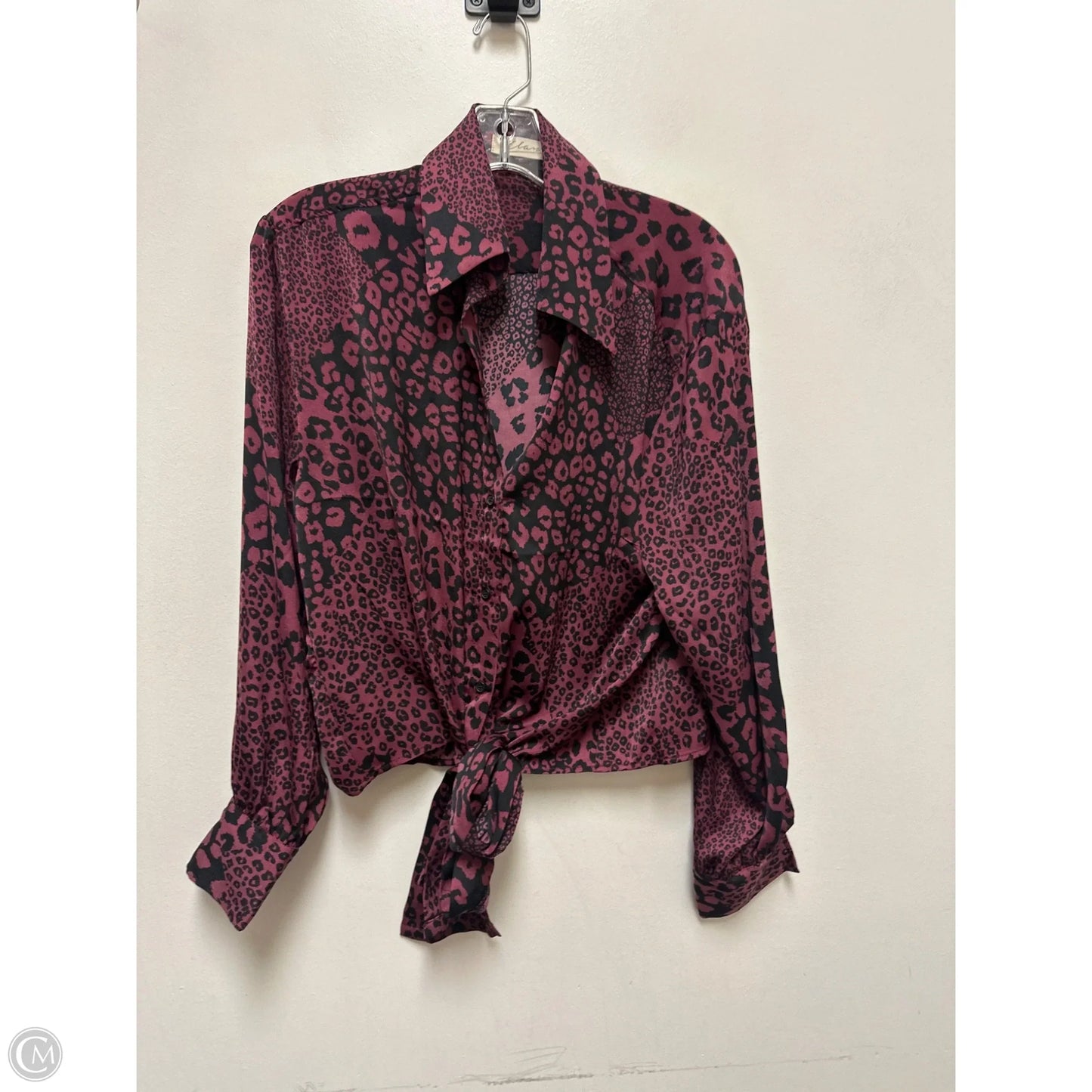 Blouse Long Sleeve By Elan In Animal Print, Size: M