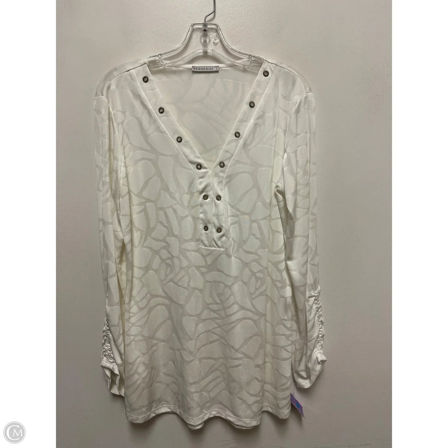 Tunic Long Sleeve By Clothes Mentor In White, Size: L