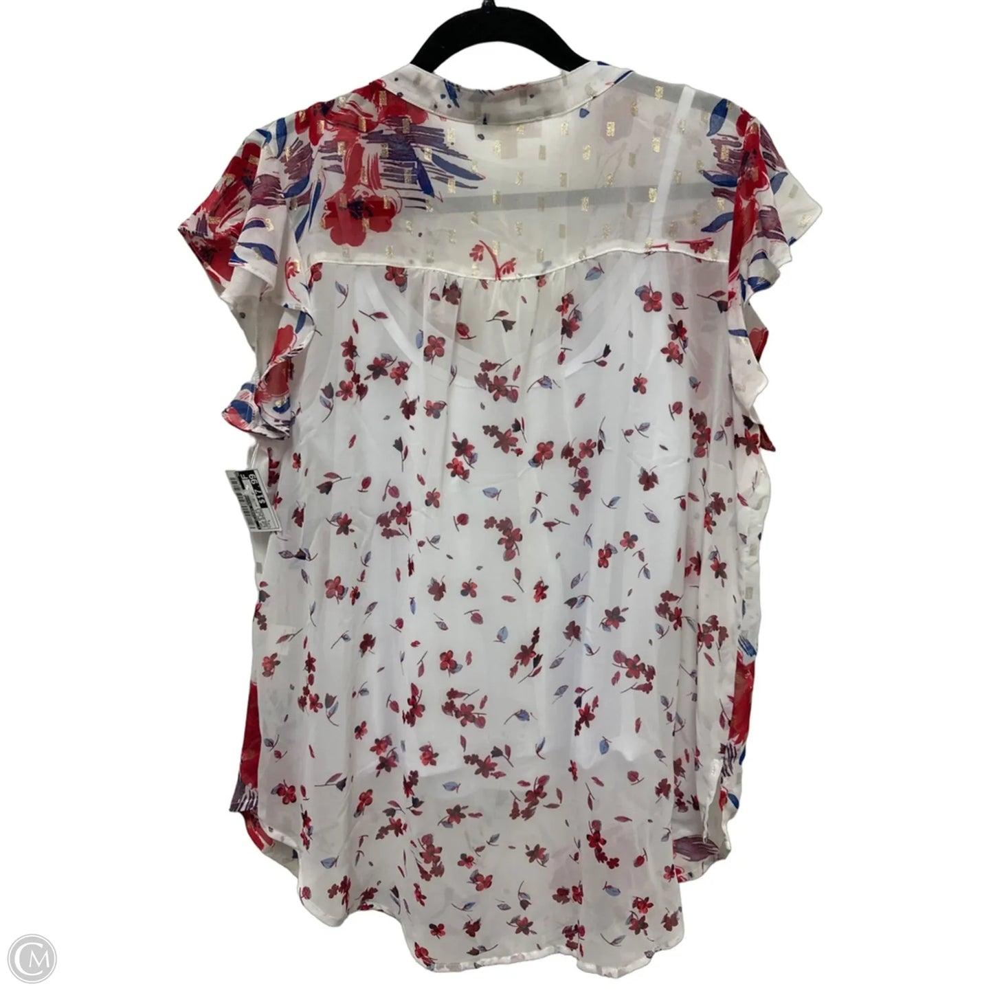 Top 2pc Short Sleeve By Clothes Mentor In Blue & Red & White, Size: L