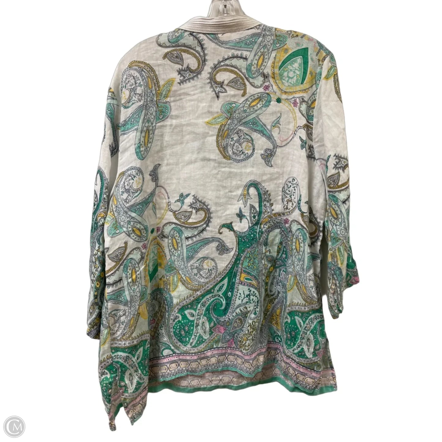 Tunic Long Sleeve By Charter Club In Green & White, Size: Xl