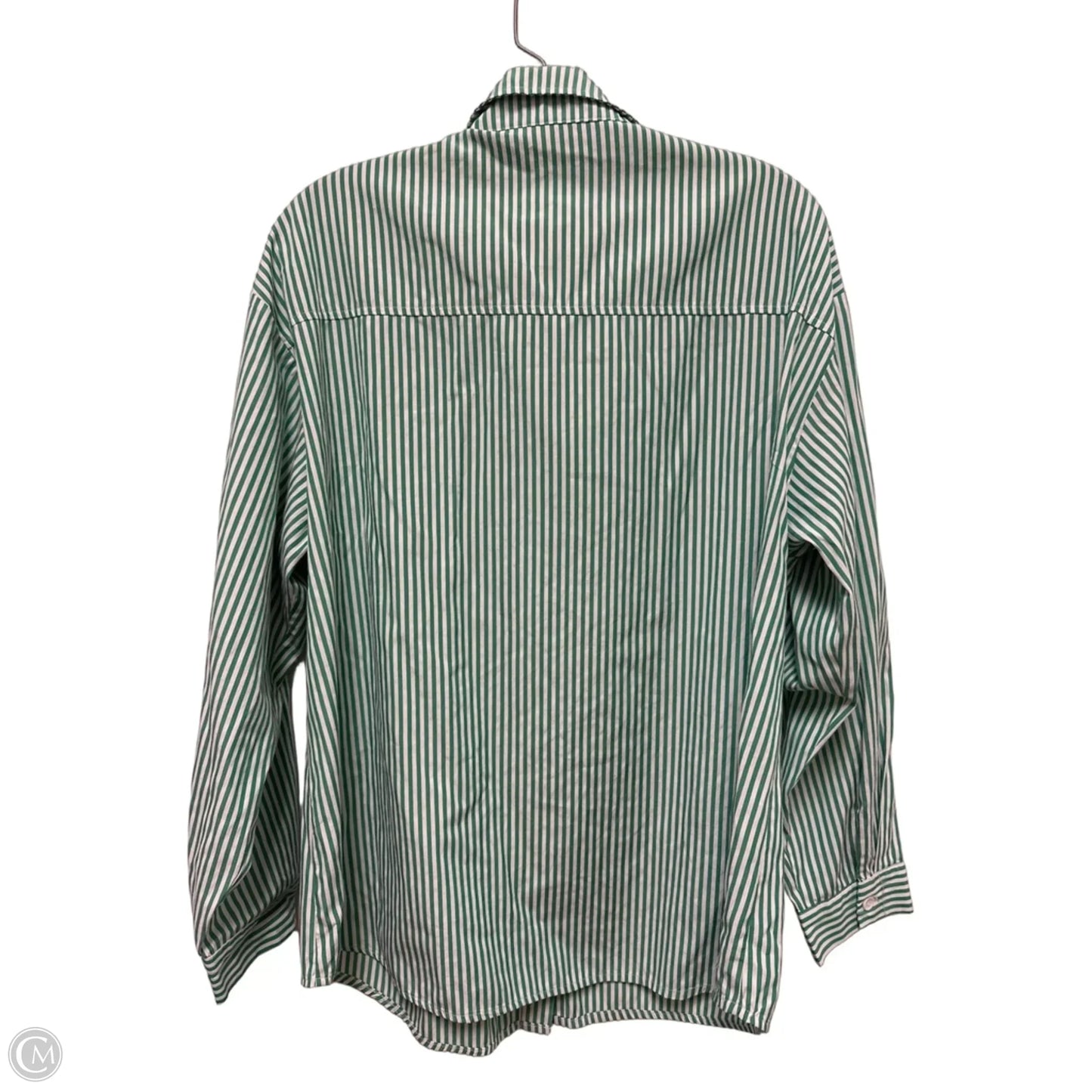 Blouse Long Sleeve By Clothes Mentor In Green & White, Size: Xl