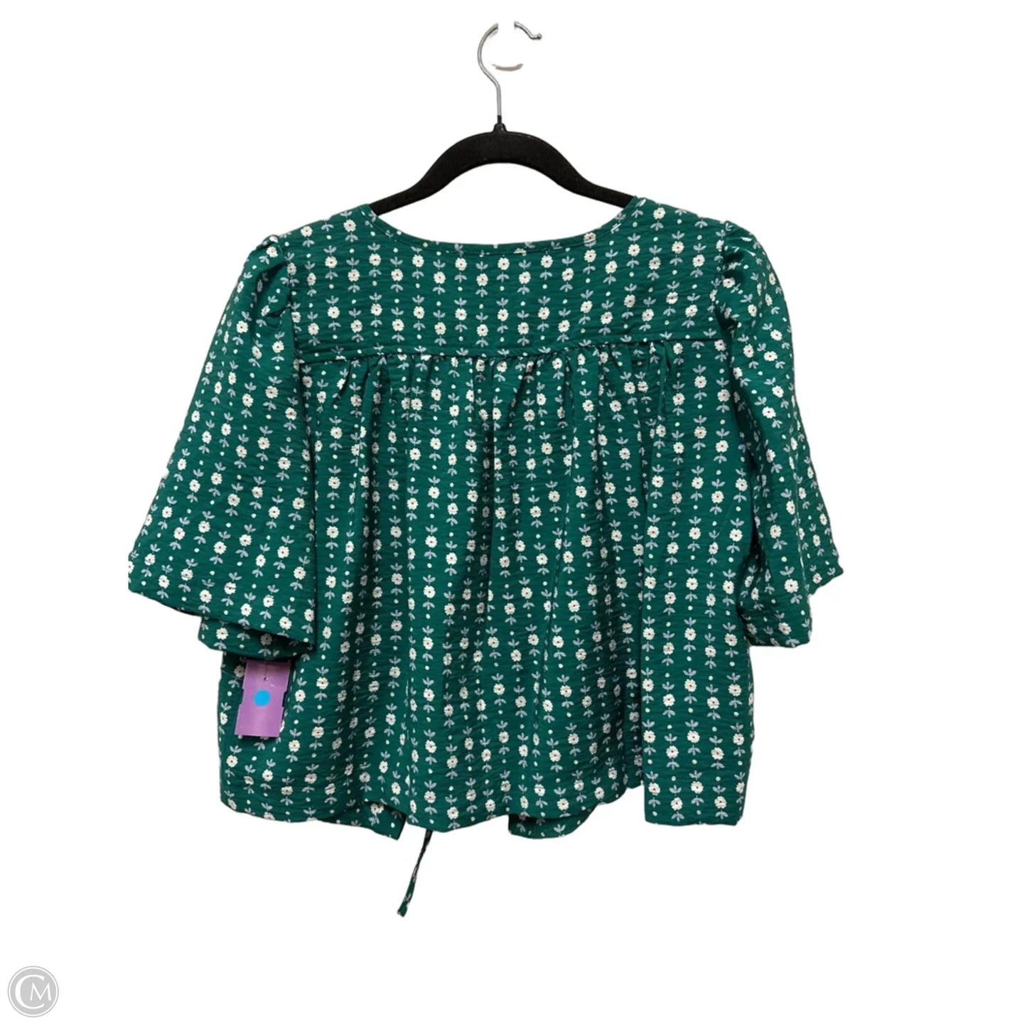 Top Short Sleeve By Loft In Green & White, Size: Xs