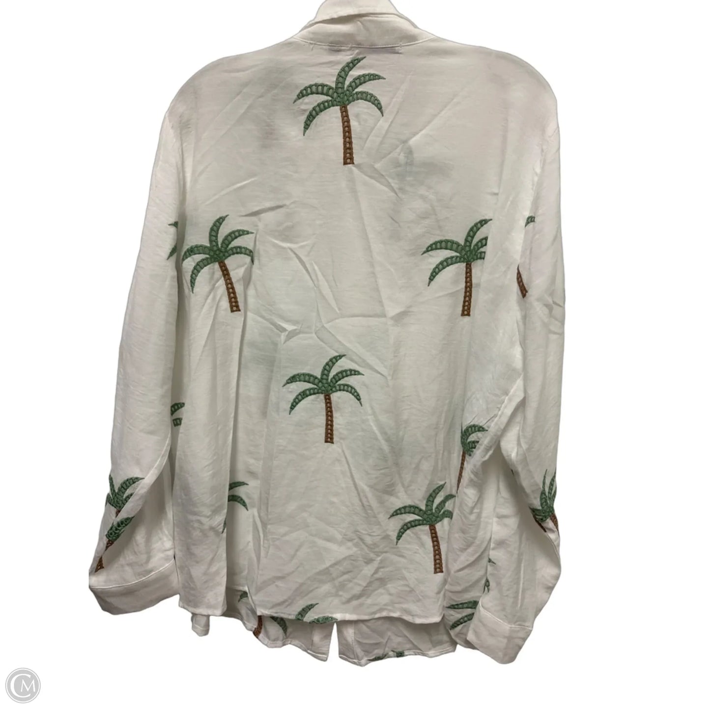Blouse Long Sleeve By Notations In Green & White, Size: 1x