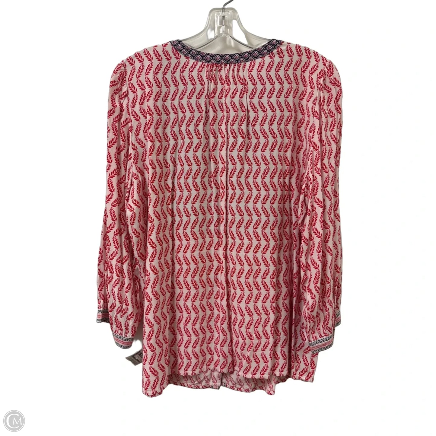 Blouse Long Sleeve By Loft In Red & White, Size: L