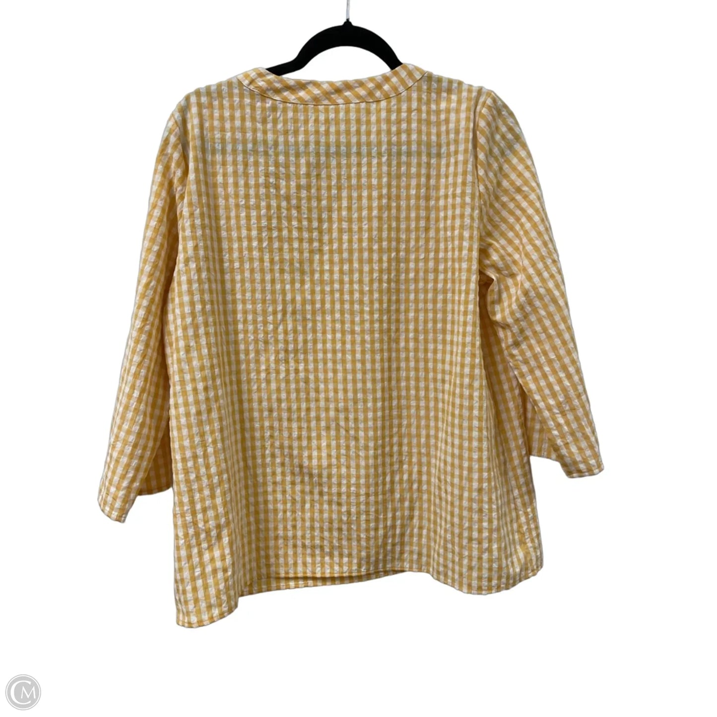 Top Long Sleeve By Clothes Mentor In White & Yellow, Size: Xl