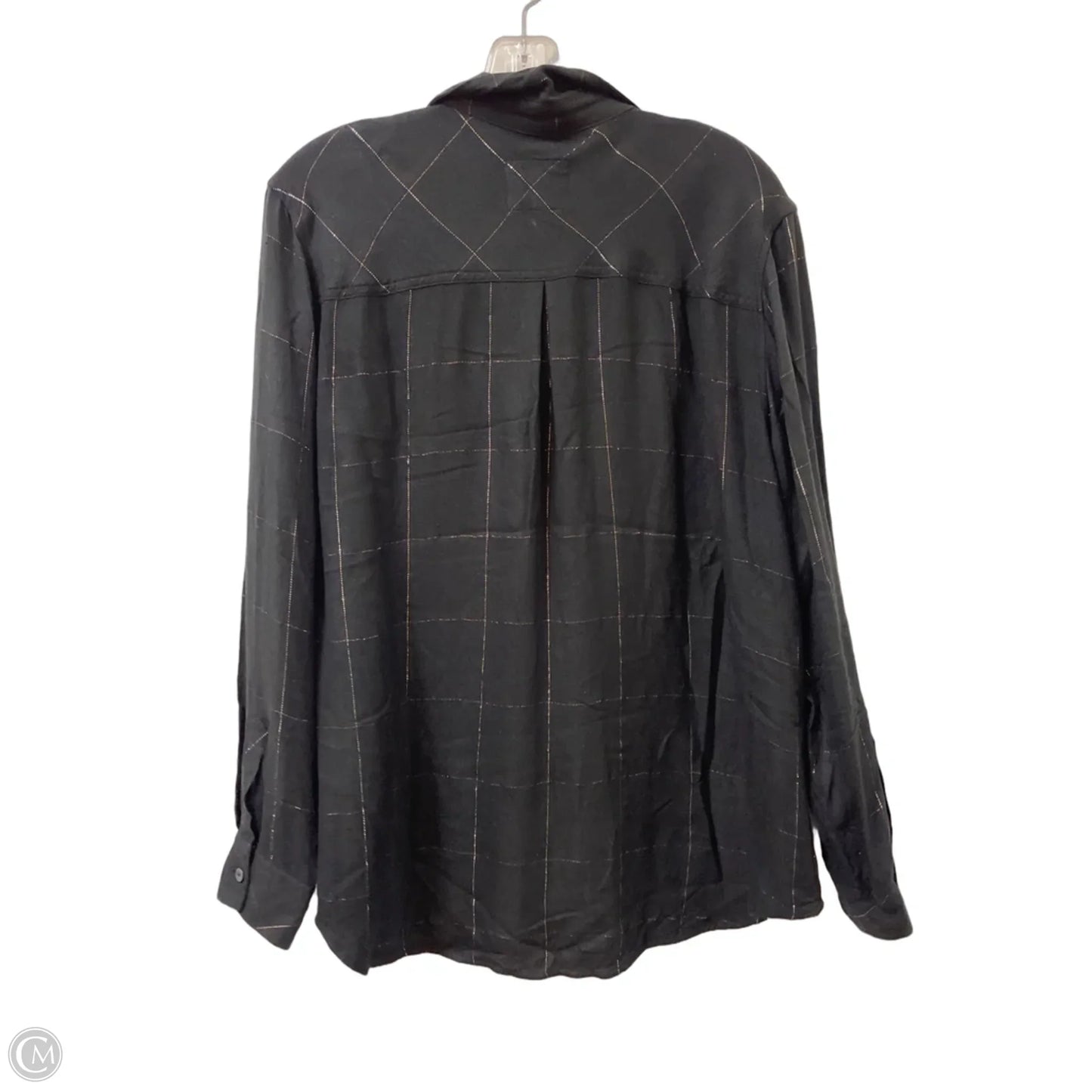 Blouse Long Sleeve By Rails In Black & Gold, Size: Xl