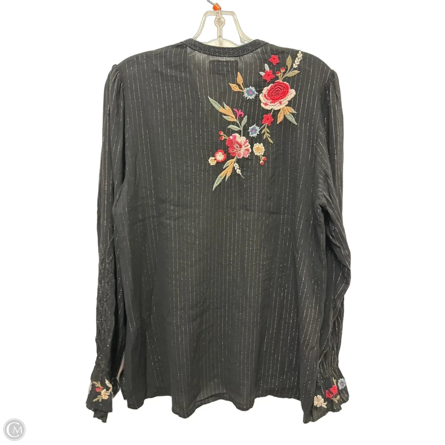 Top Long Sleeve Designer By Johnny Was In Black & Cream, Size: M