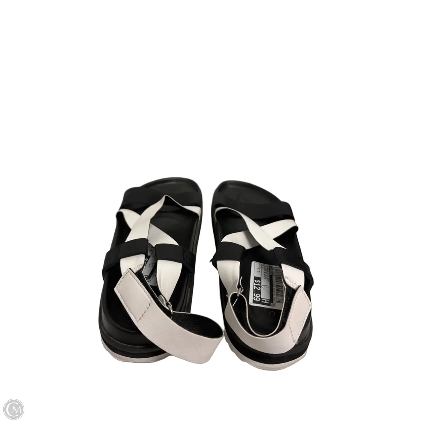 Sandals Flats By Stylus In Black & White, Size: 8.5