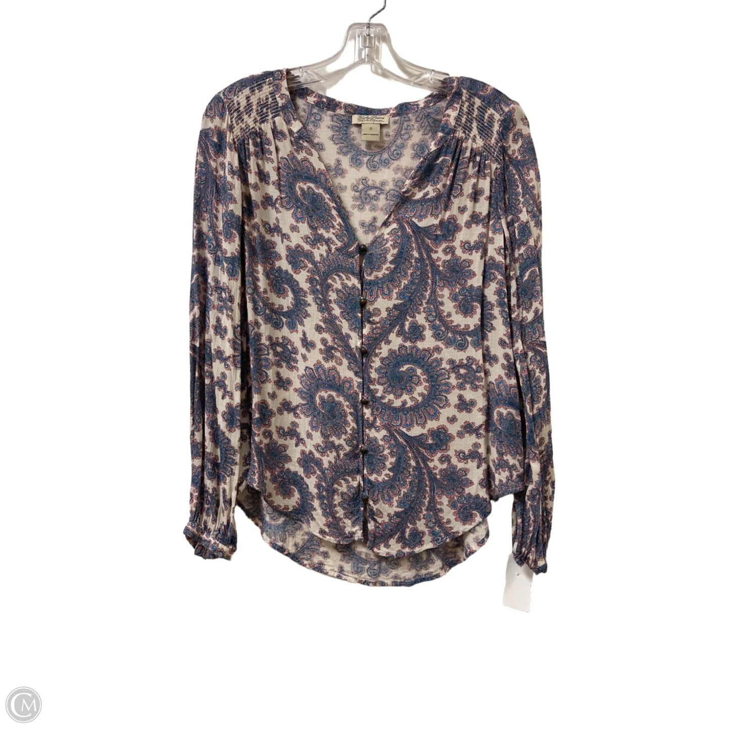 Top Long Sleeve By Lucky Brand In Blue & Pink, Size: S