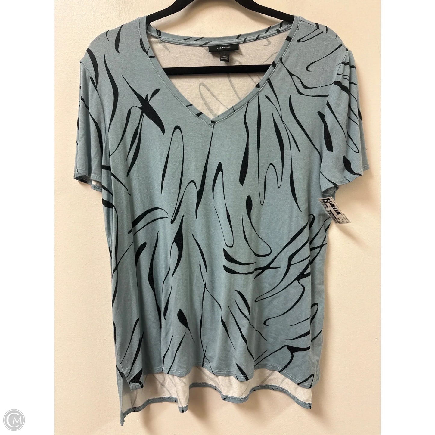 Top Short Sleeve By Alfani In Black & Blue, Size: S