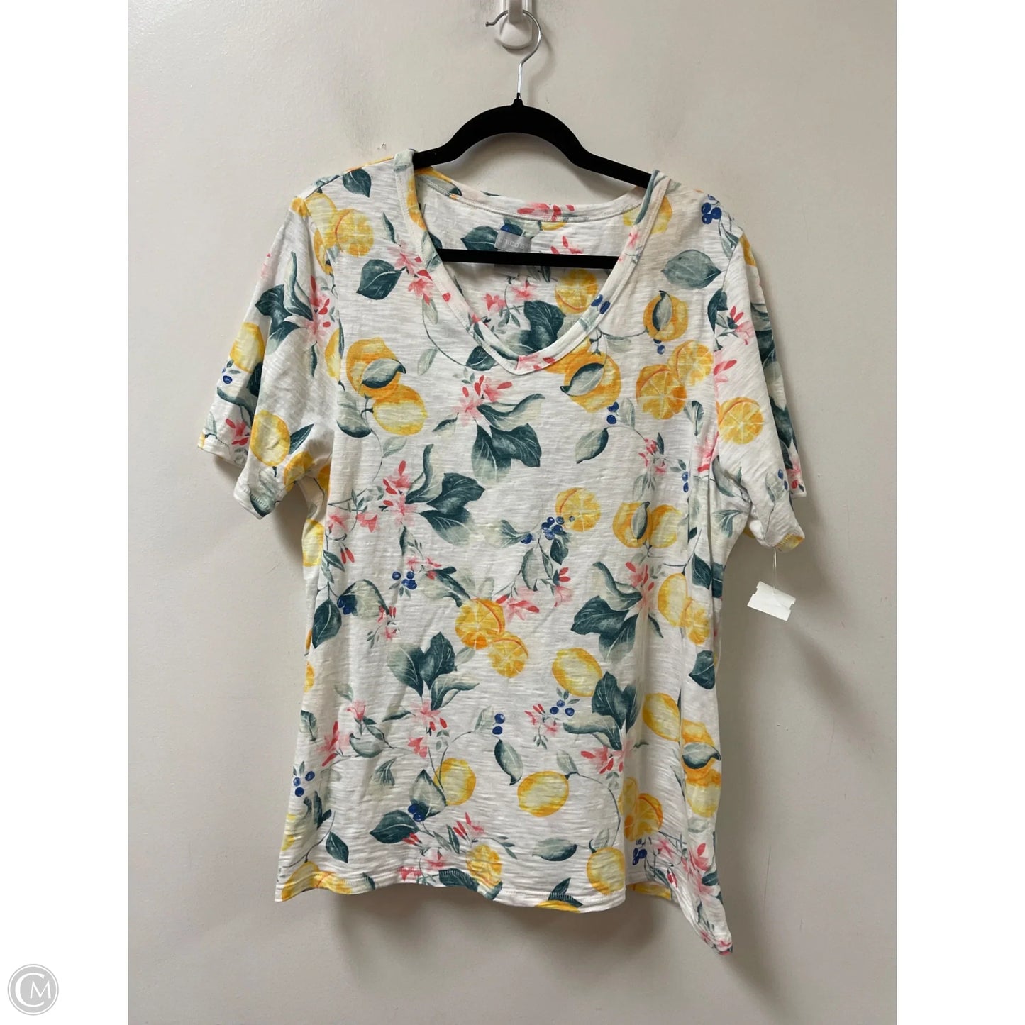 Top Short Sleeve By Chicos In Geometric Pattern, Size: Xl