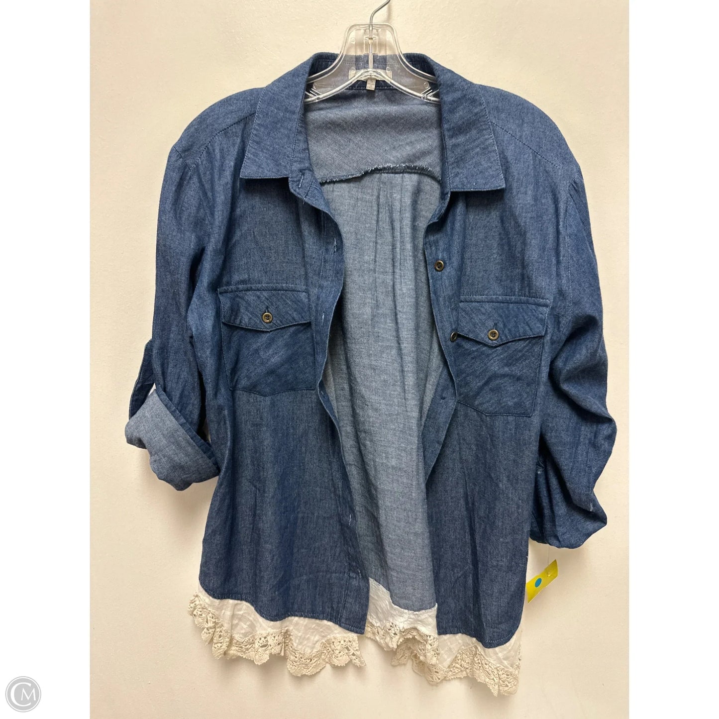 Blouse Long Sleeve By Jodifl In Blue, Size: S