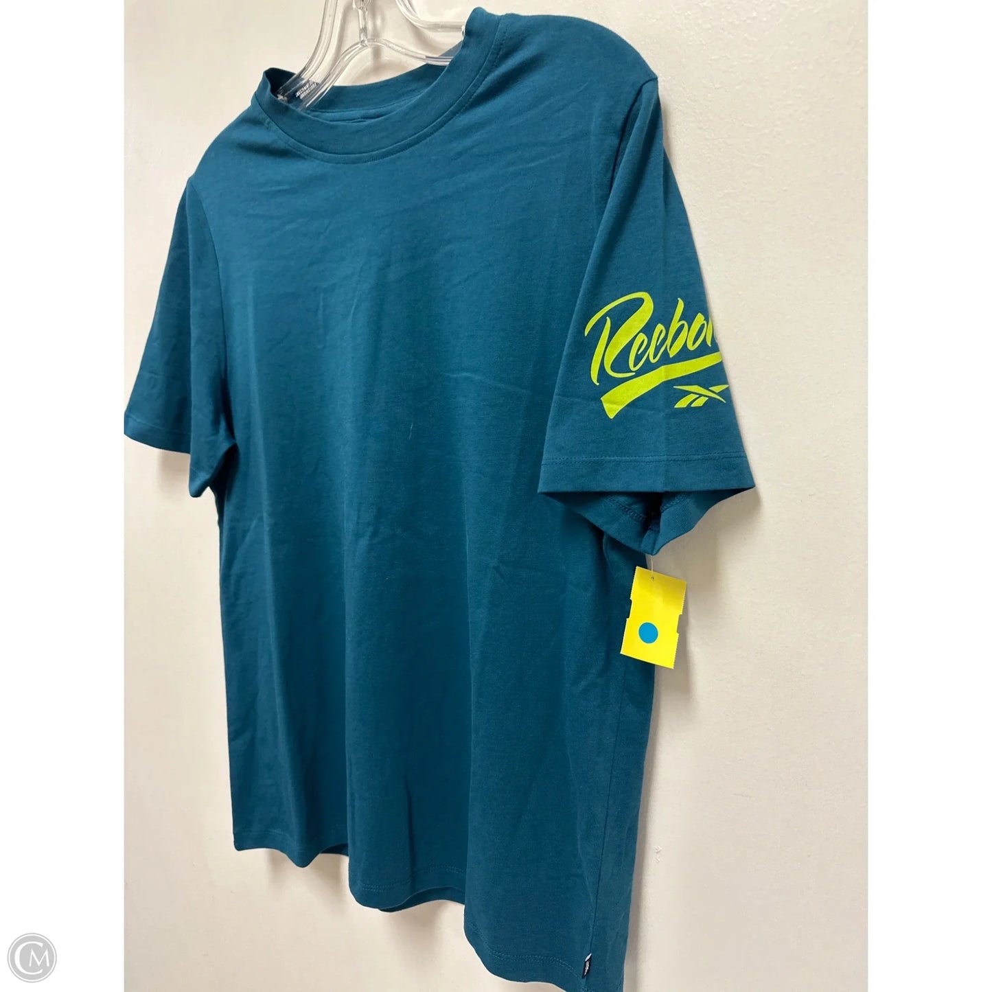 Athletic Top Short Sleeve By Reebok In Teal, Size: M
