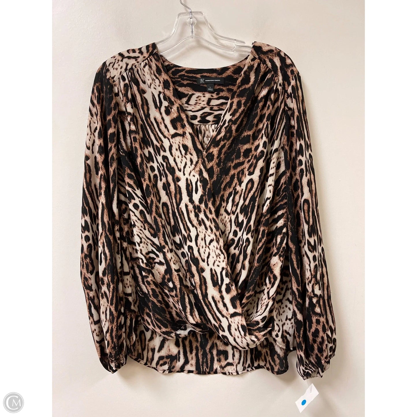 Top Long Sleeve By Inc In Animal Print, Size: L