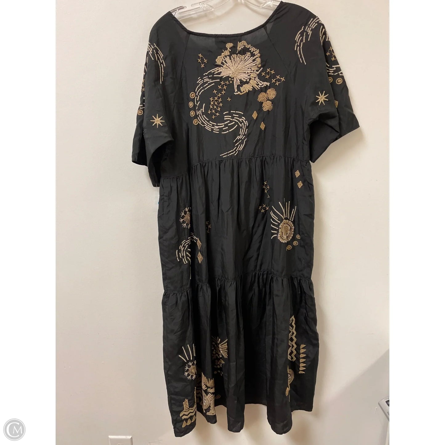 Dress Casual Midi By Johnny Was In Black & Cream, Size: Xs