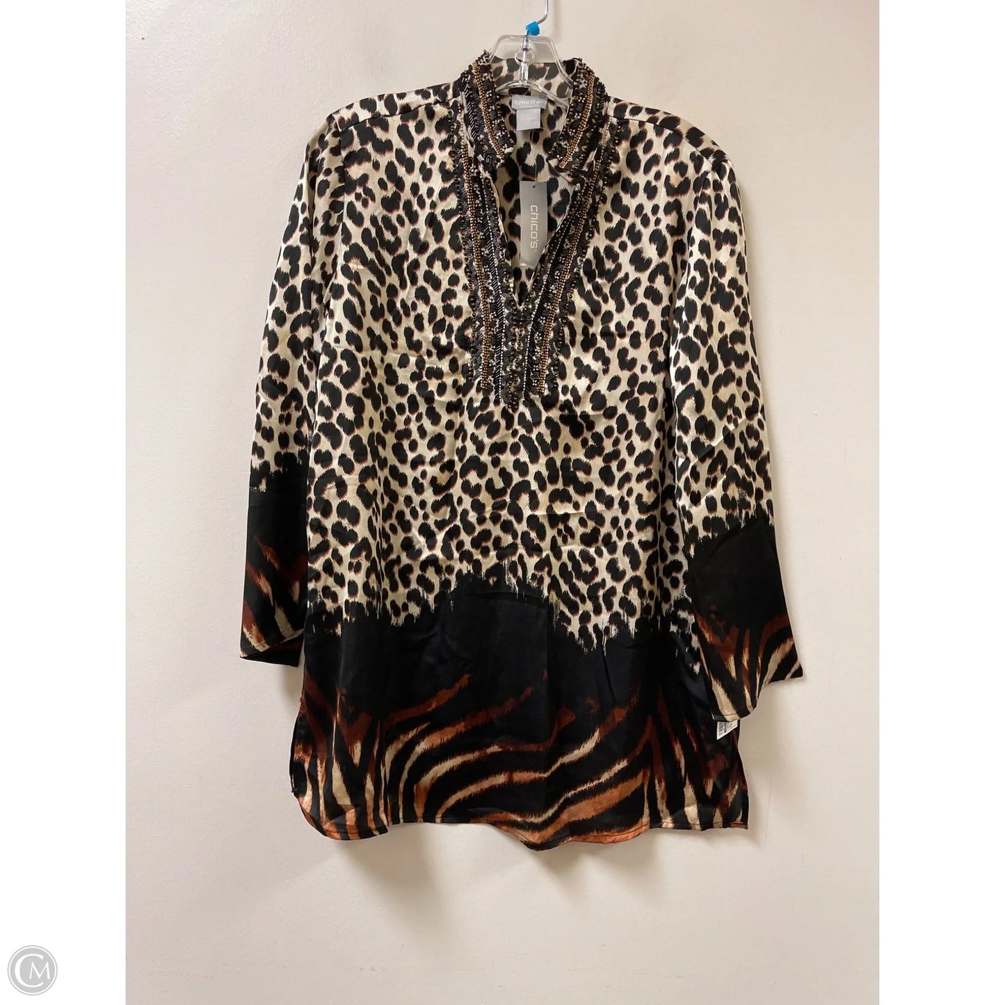 Tunic Long Sleeve By Chicos In Animal Print, Size: M