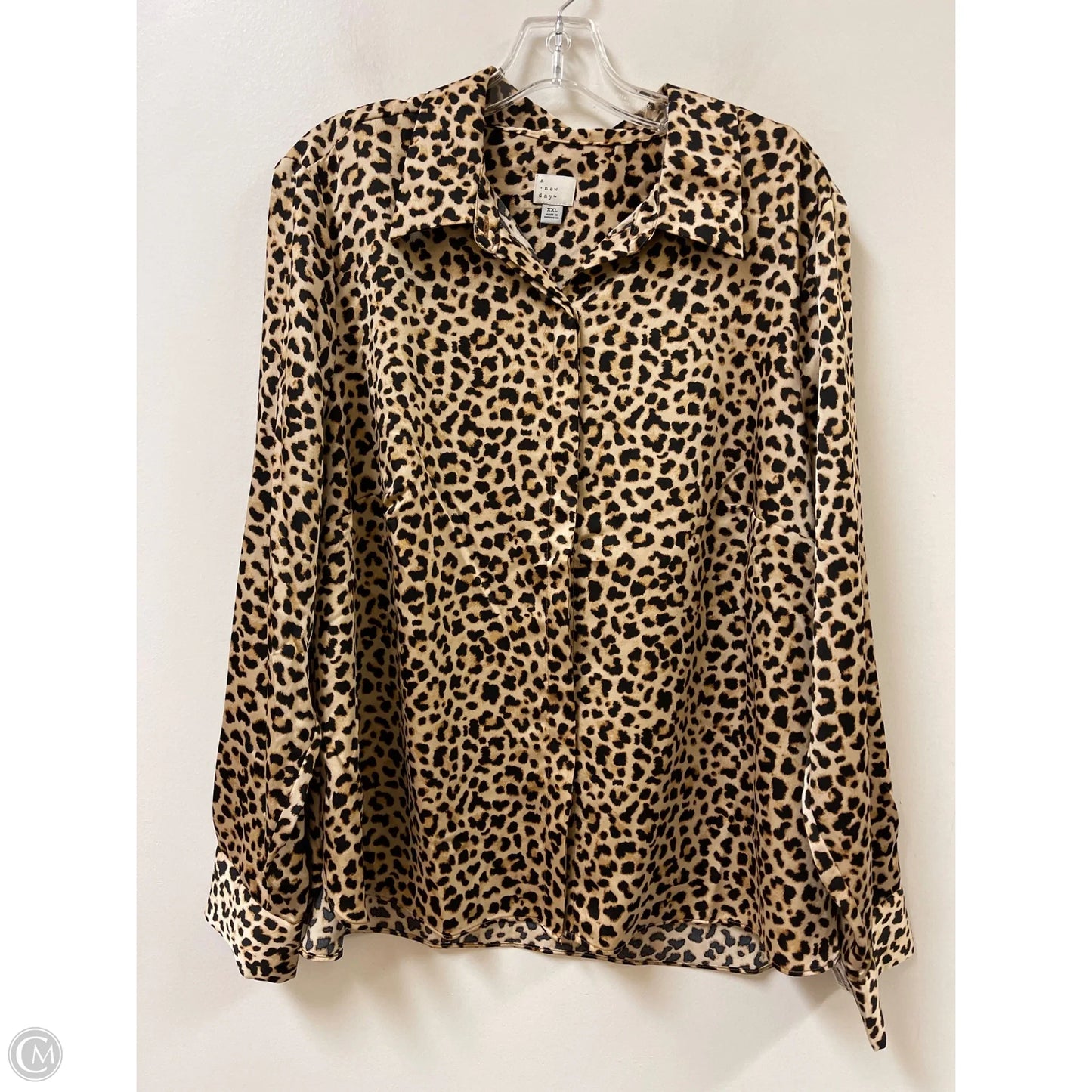 Blouse Long Sleeve By A New Day In Animal Print, Size: 1x