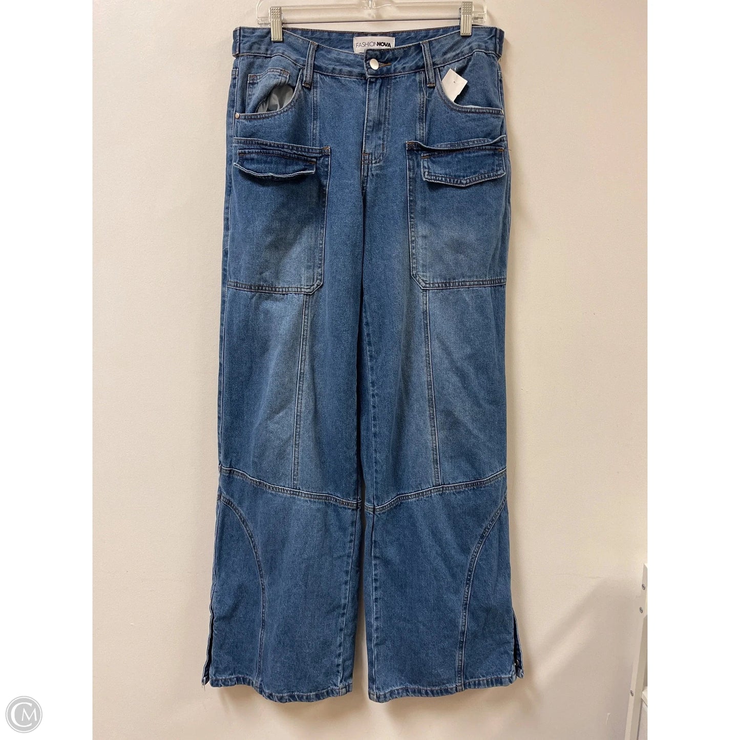 Jeans Wide Leg By Fashion Nova In Blue Denim, Size: 10