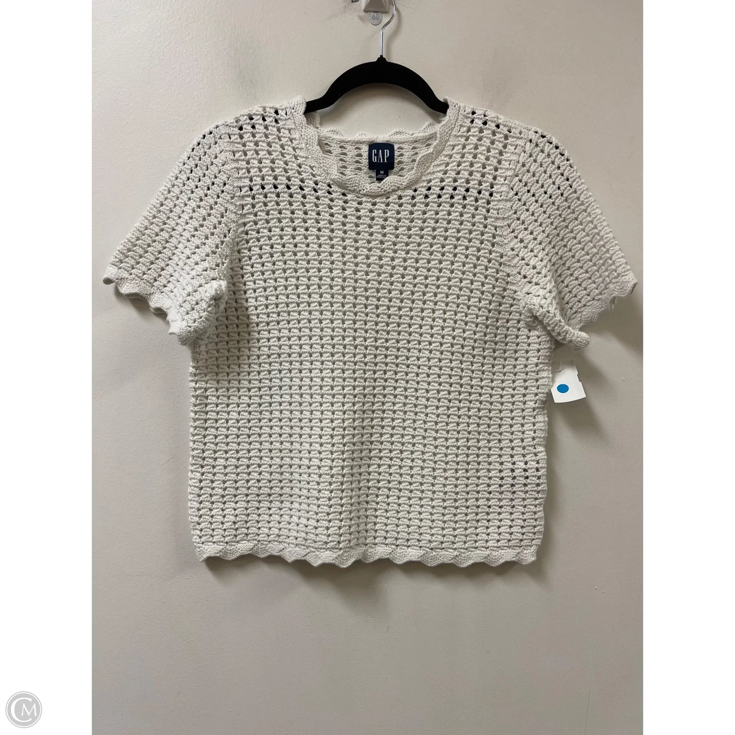 Sweater Short Sleeve By Gap In White, Size: M