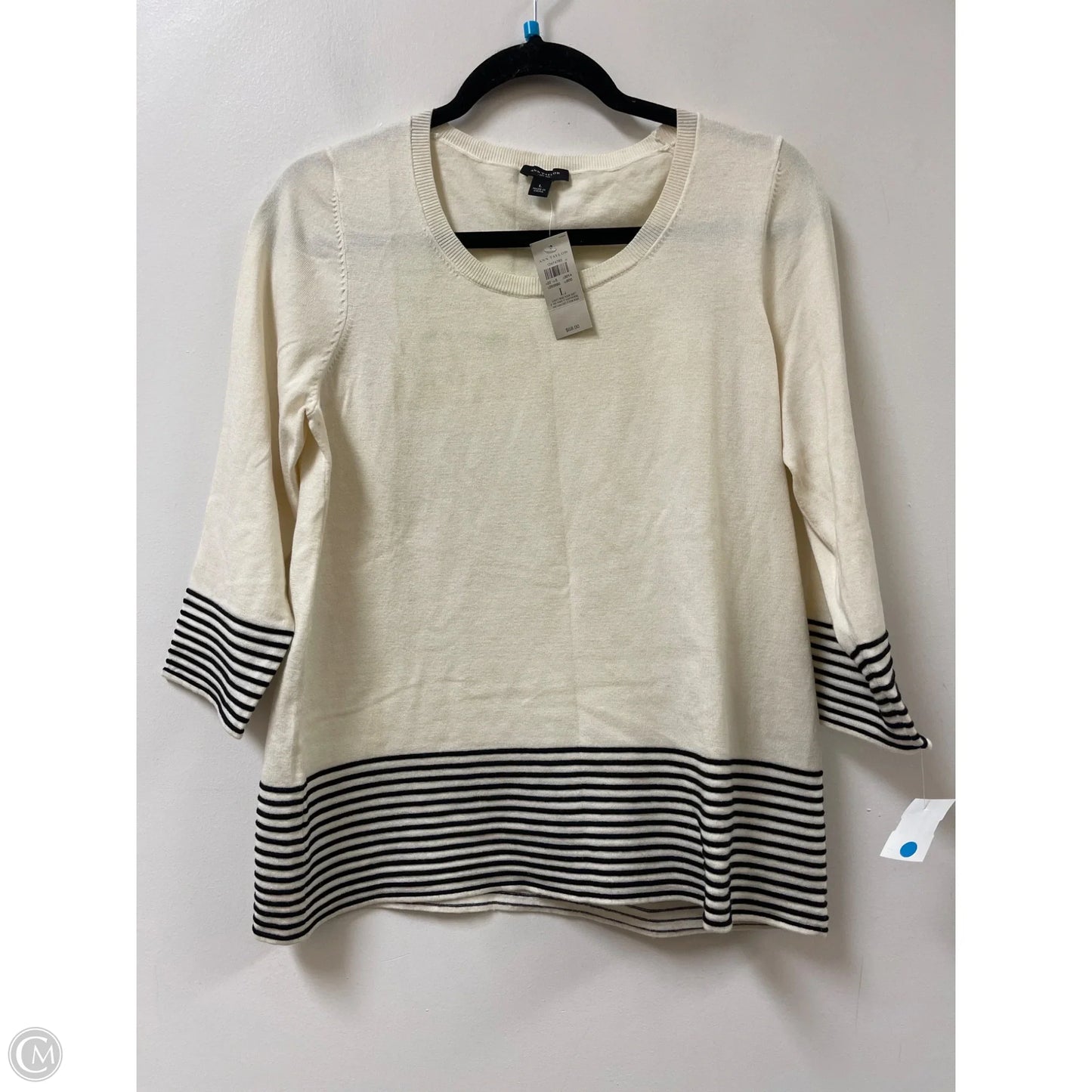 Sweater By Ann Taylor In Black & White, Size: L