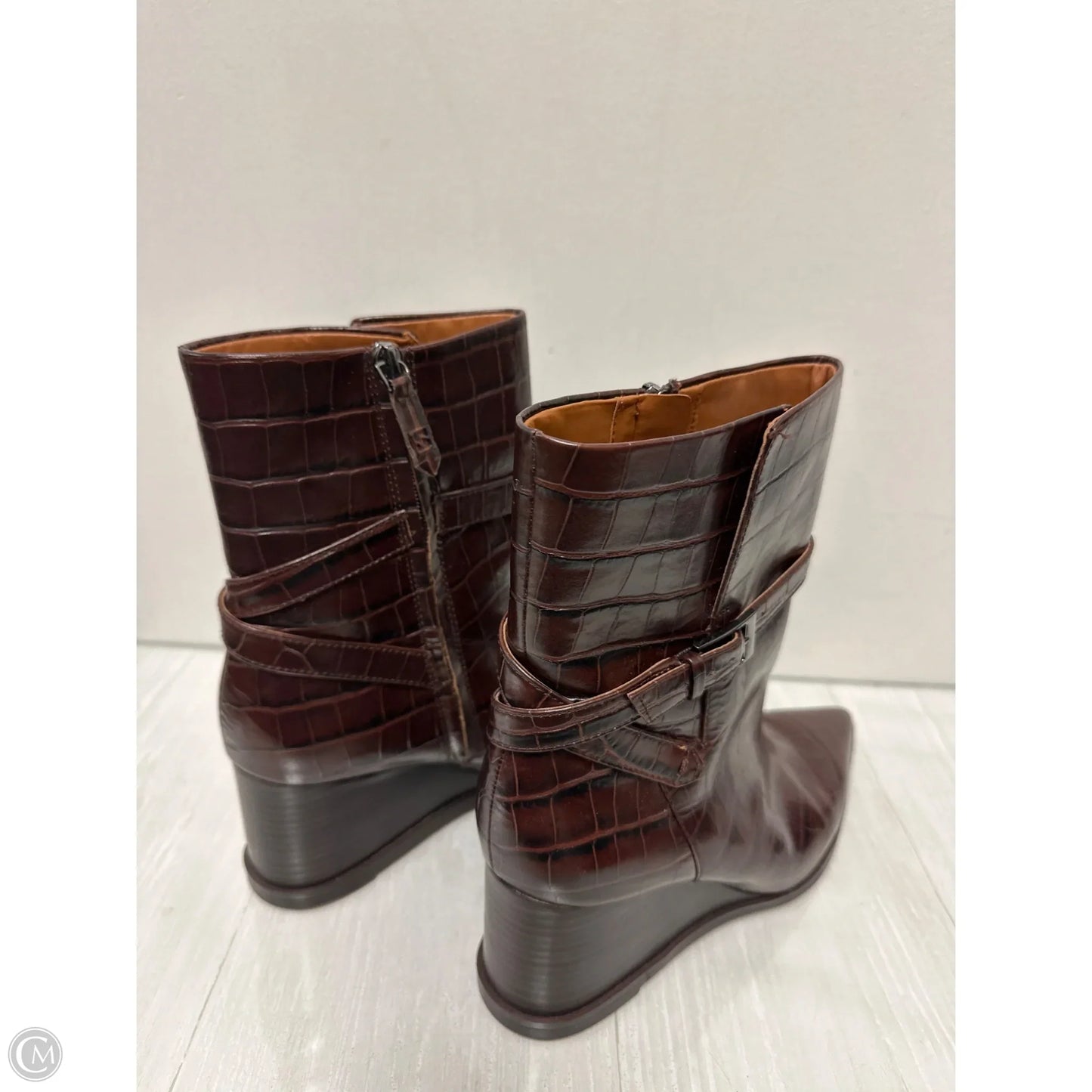 Boots Ankle Heels By Franco Sarto In Brown, Size: 11