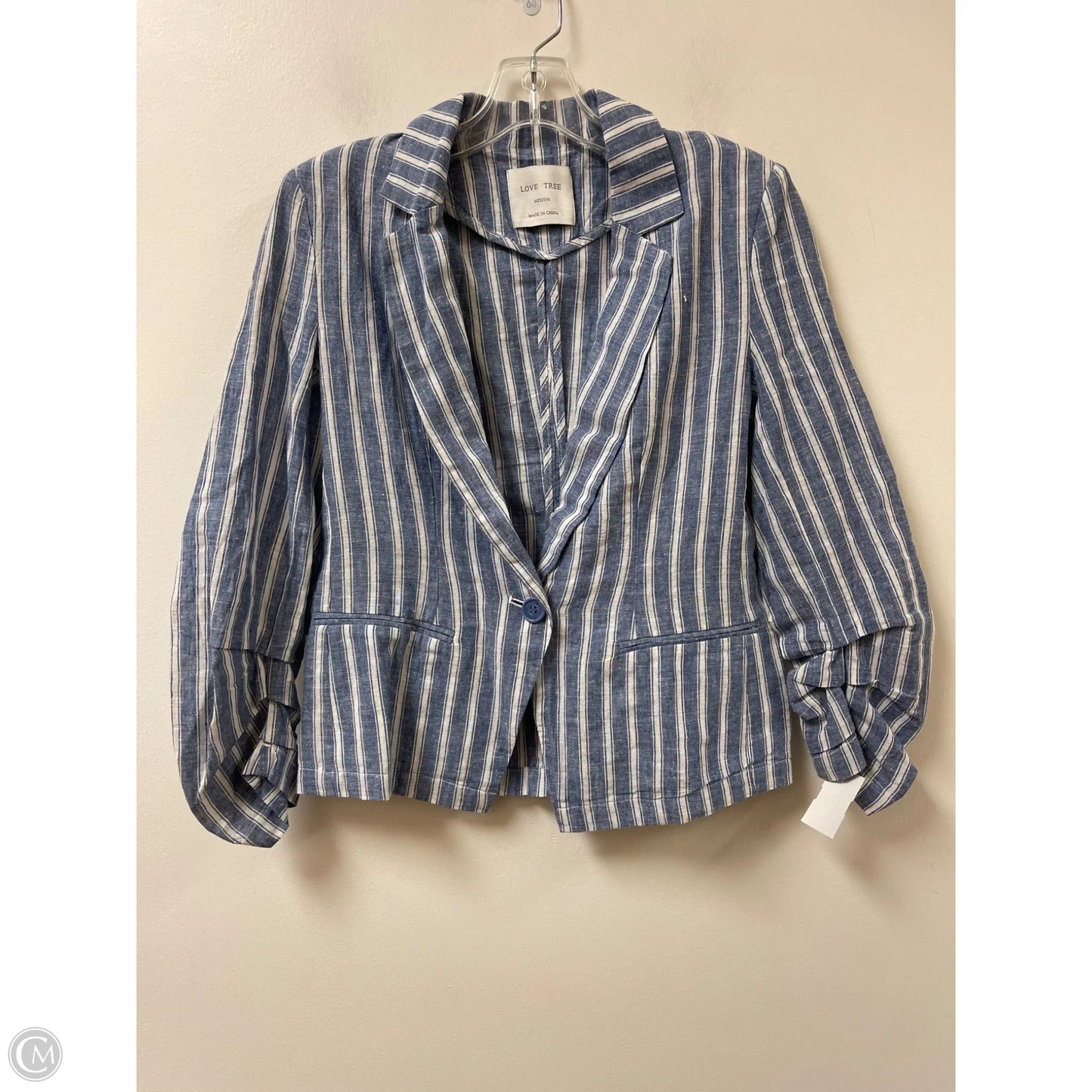 Blazer By Love Tree In Blue & White, Size: M