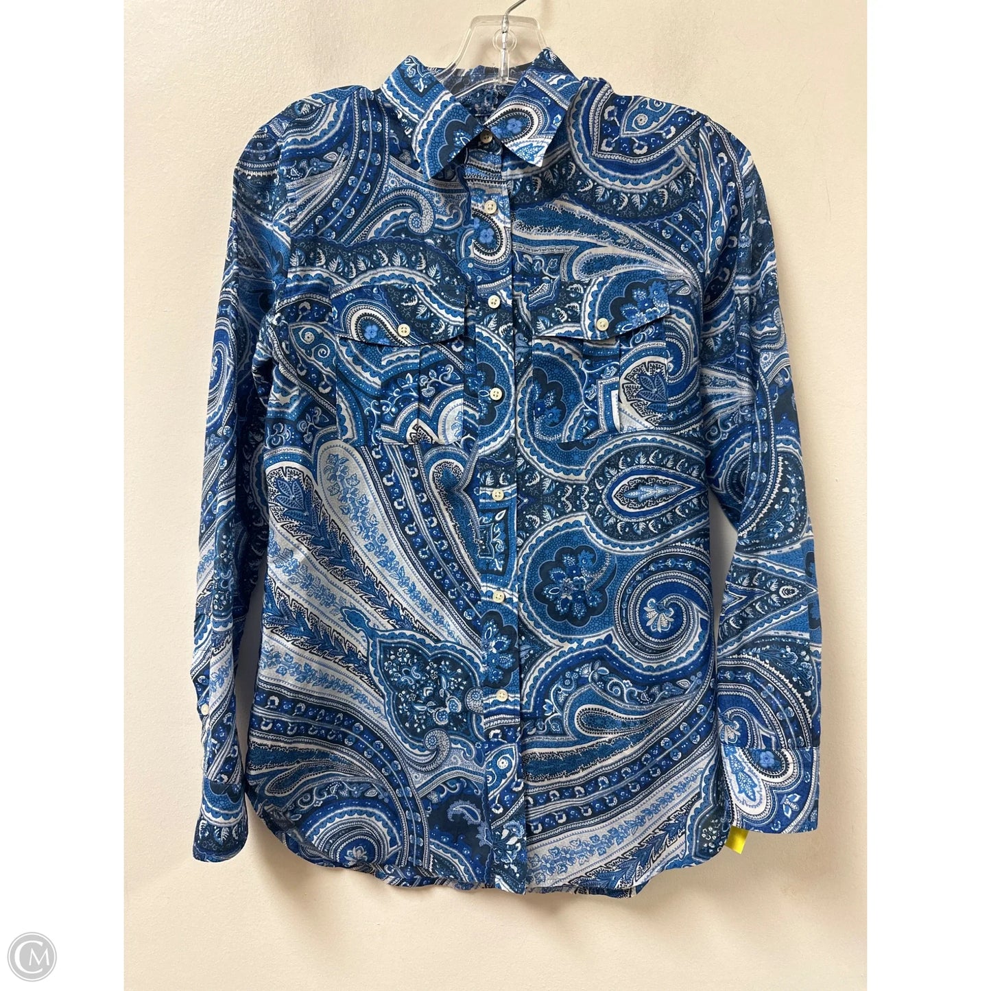 Blouse Long Sleeve By Lauren By Ralph Lauren In Blue, Size: Xs
