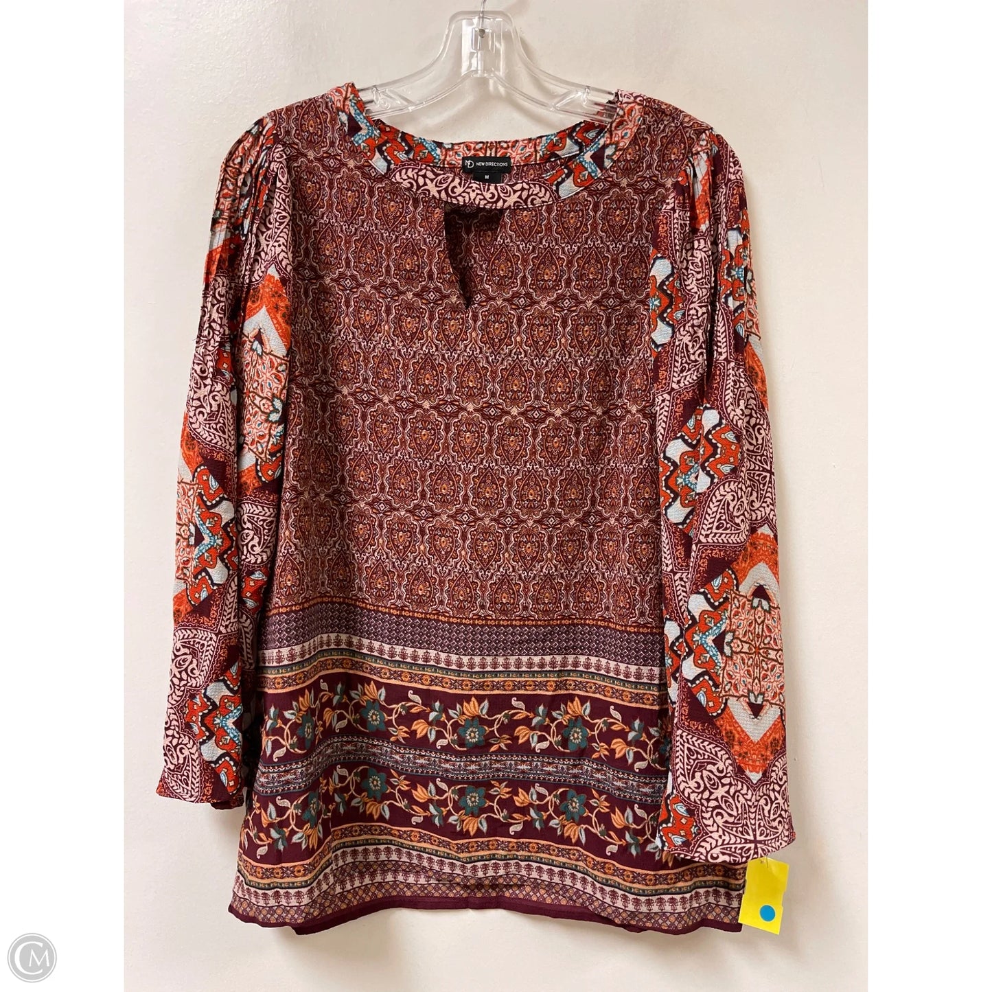 Top Long Sleeve By New Directions In Orange, Size: M