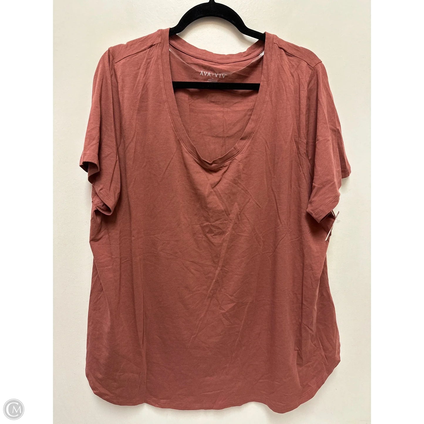 Top Short Sleeve By Ava & Viv In Red, Size: 2x