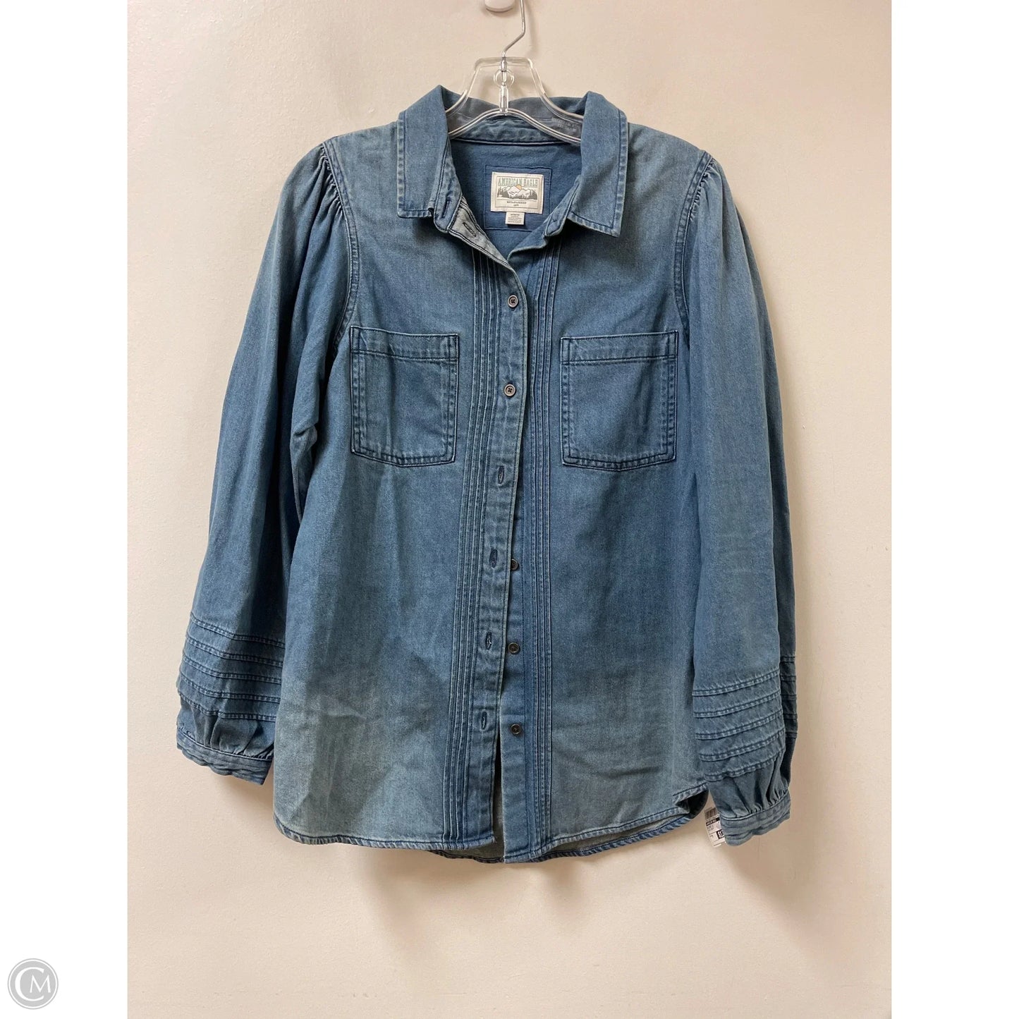 Blouse Long Sleeve By American Eagle In Blue Denim, Size: M