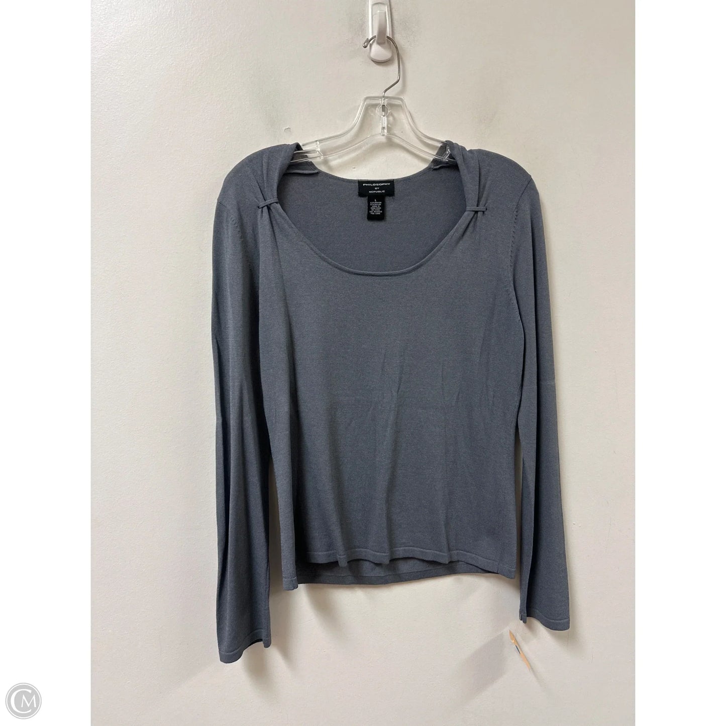 Top Long Sleeve By Philosophy In Grey, Size: L