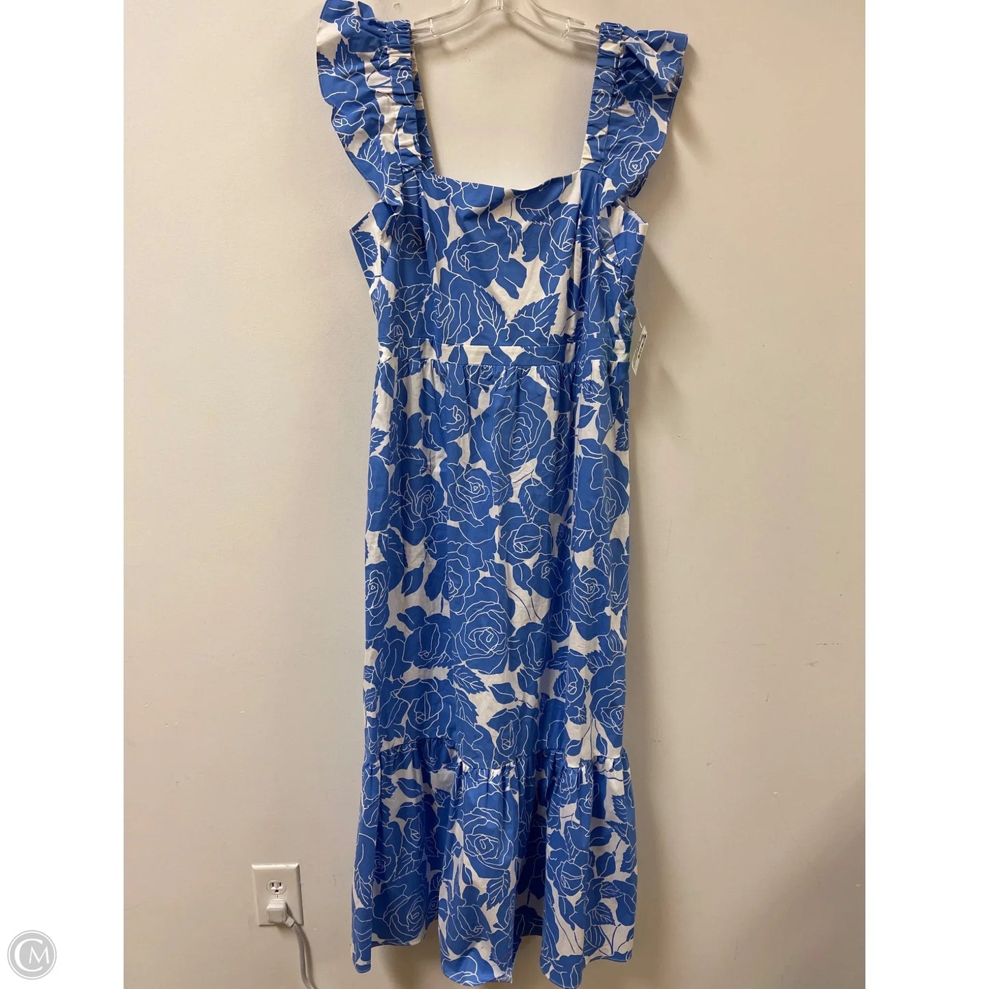 Dress Casual Maxi By London Times In Blue & White, Size: L