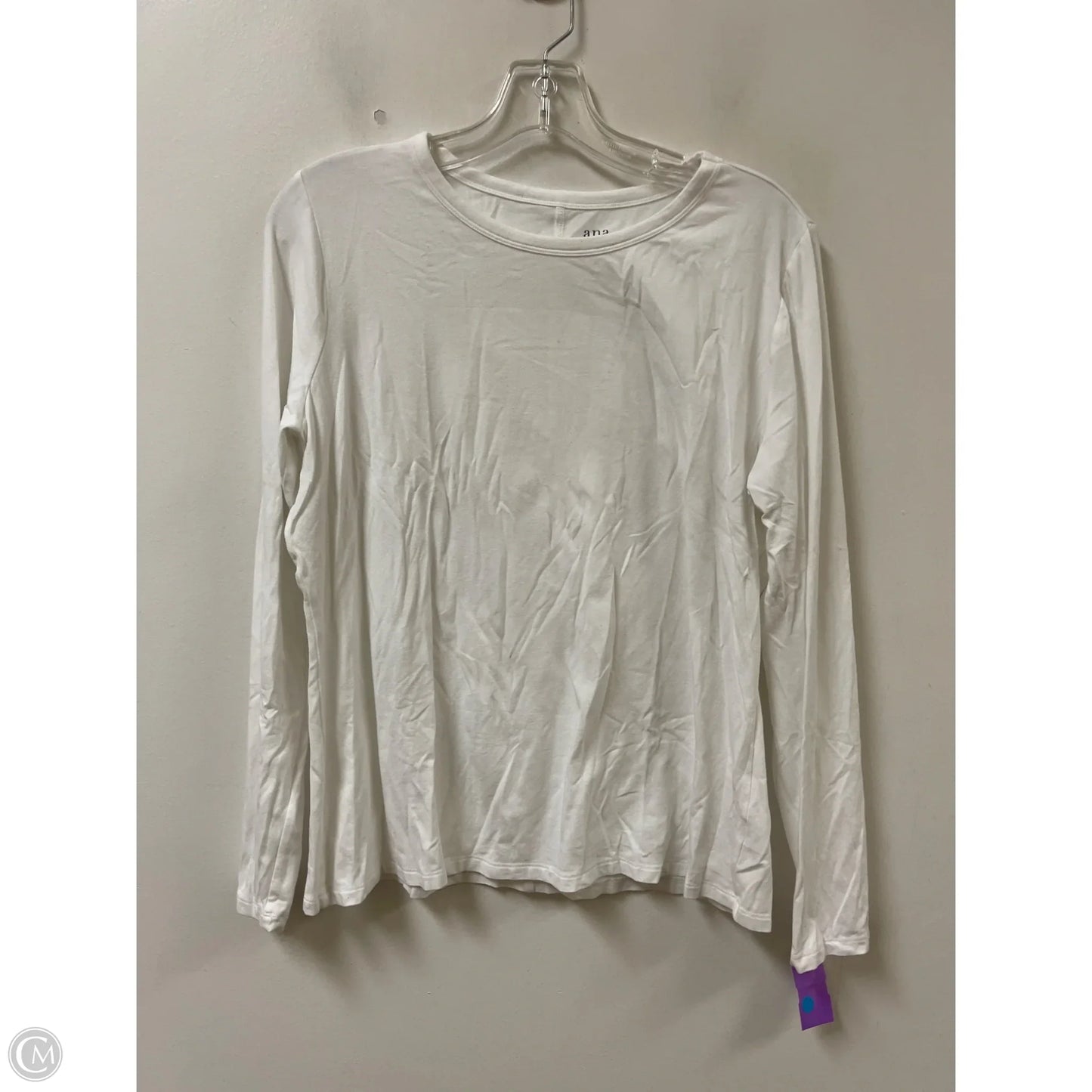 Top Long Sleeve By Ana In White, Size: L