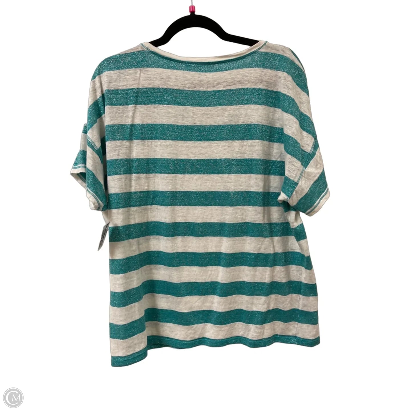 Top Short Sleeve By Chicos In Green & White, Size: L