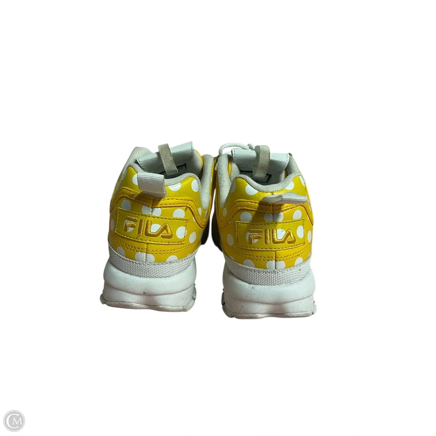 Shoes Athletic By Fila In White & Yellow, Size: 9