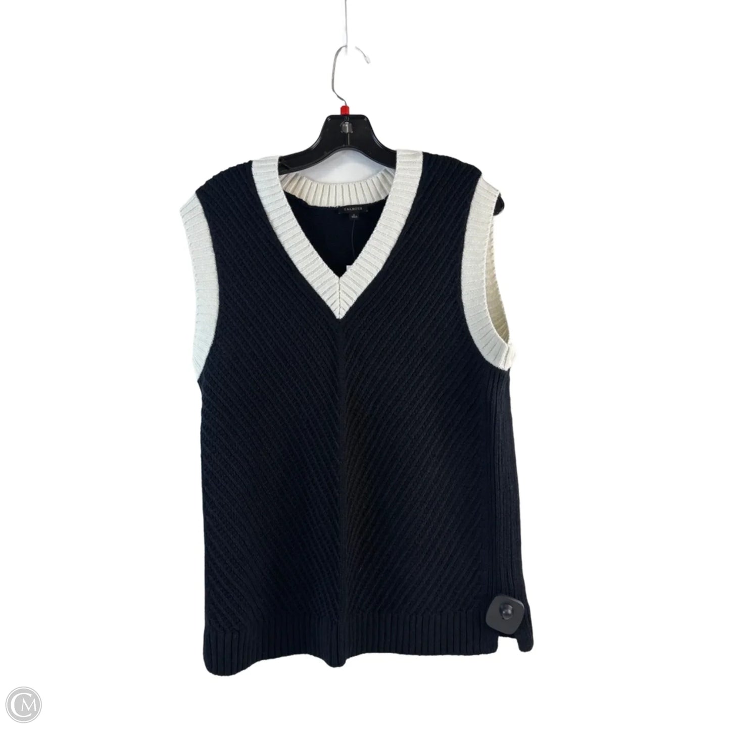 Vest Sweater By Talbots In Black & White, Size: M