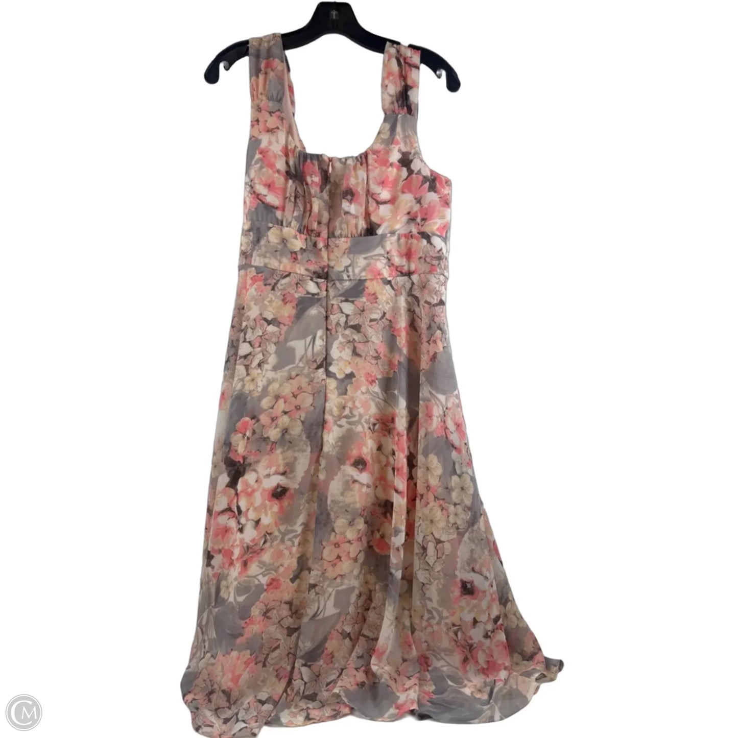 Dress Casual Midi By Dressbarn In Grey & Orange, Size: L