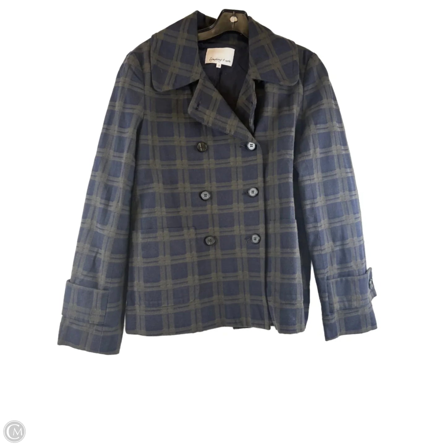 Coat Peacoat By Clothes Mentor In Blue & Green, Size: S