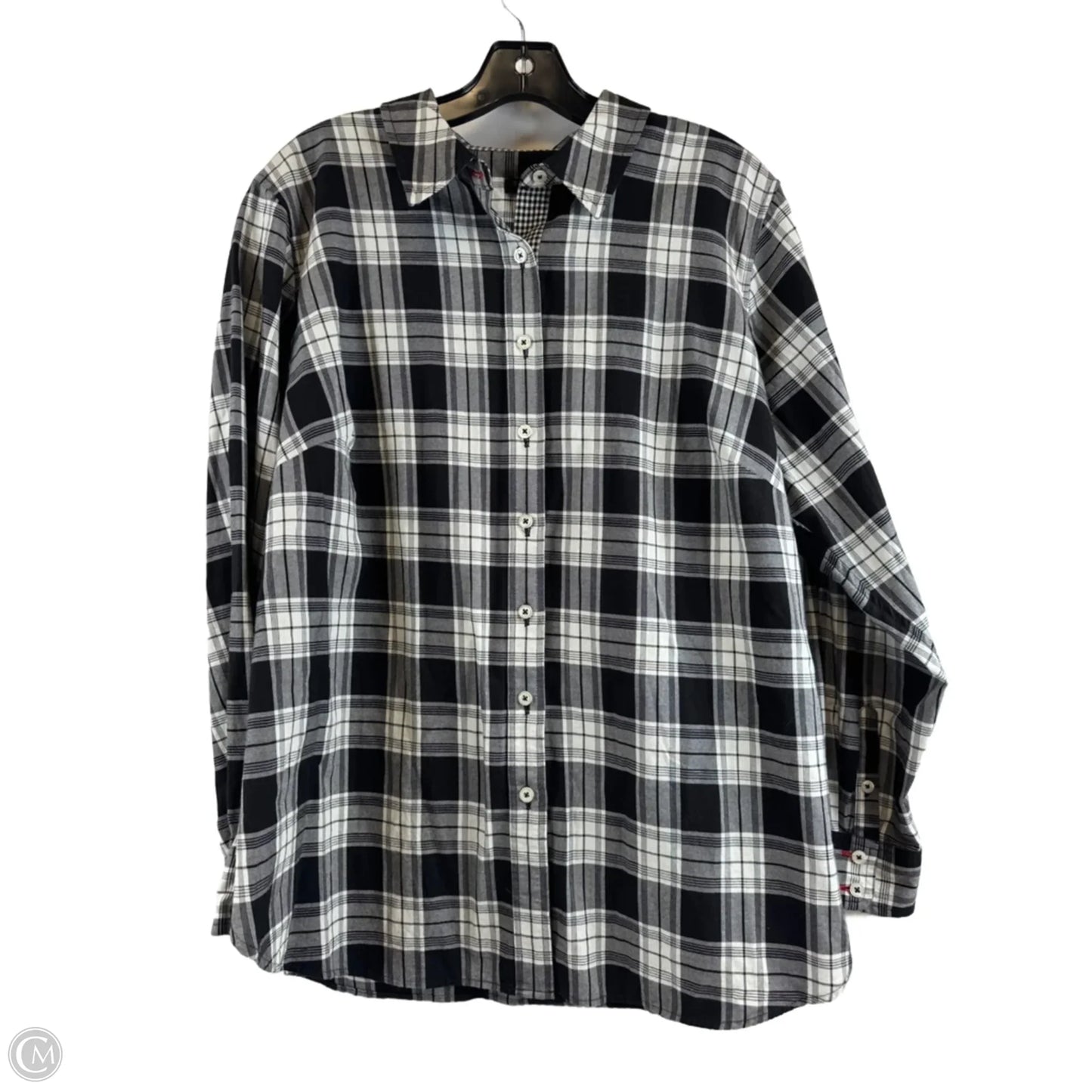 Top Long Sleeve By Talbots In Black & Grey, Size: 1x