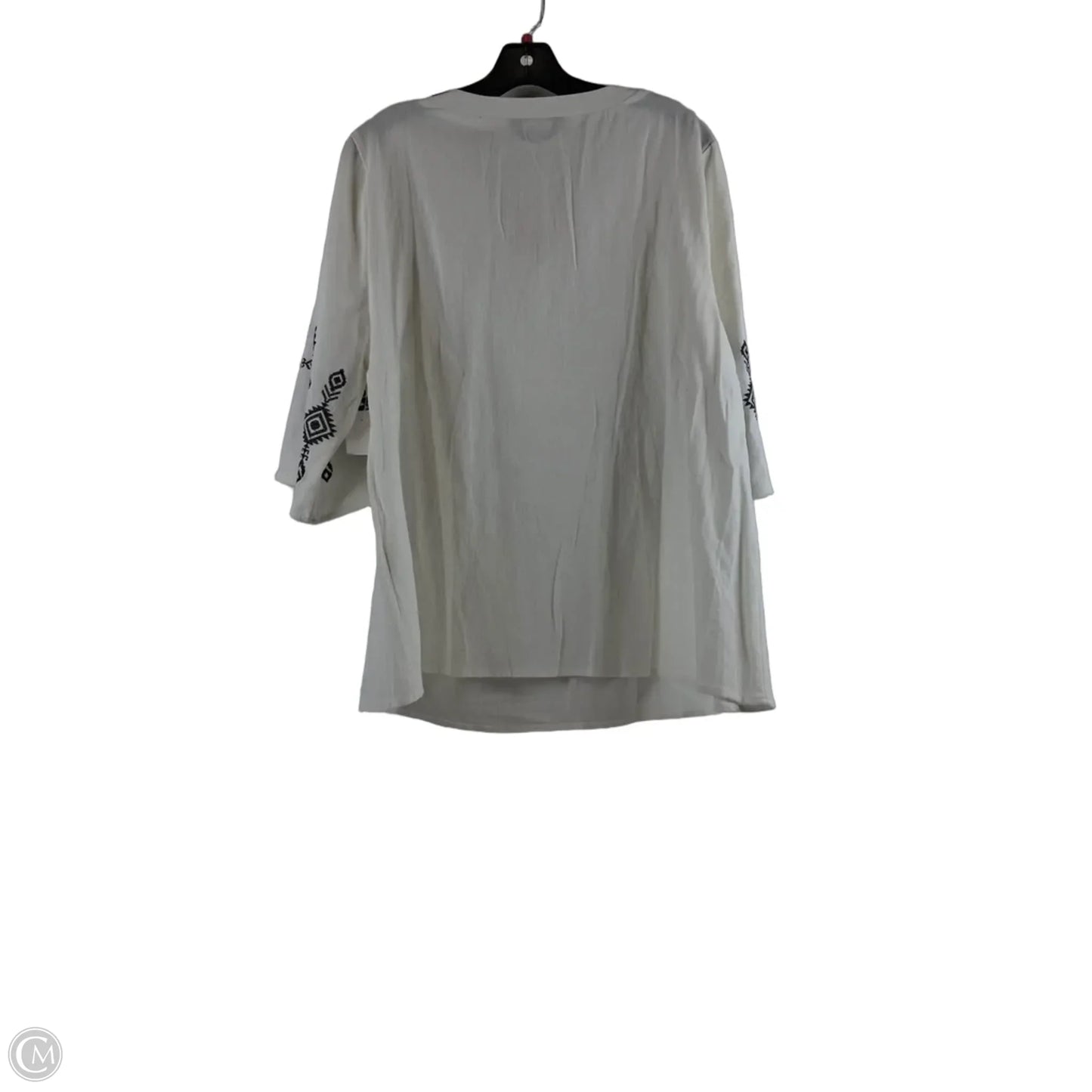 Top 3/4 Sleeve Basic By Bloomchic In Black & White, Size: Xl