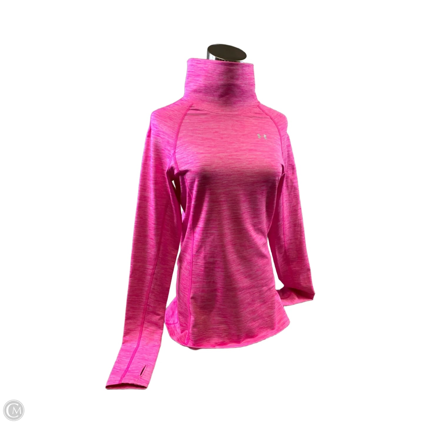 Athletic Top Long Sleeve Collar By Under Armour In Pink, Size: M