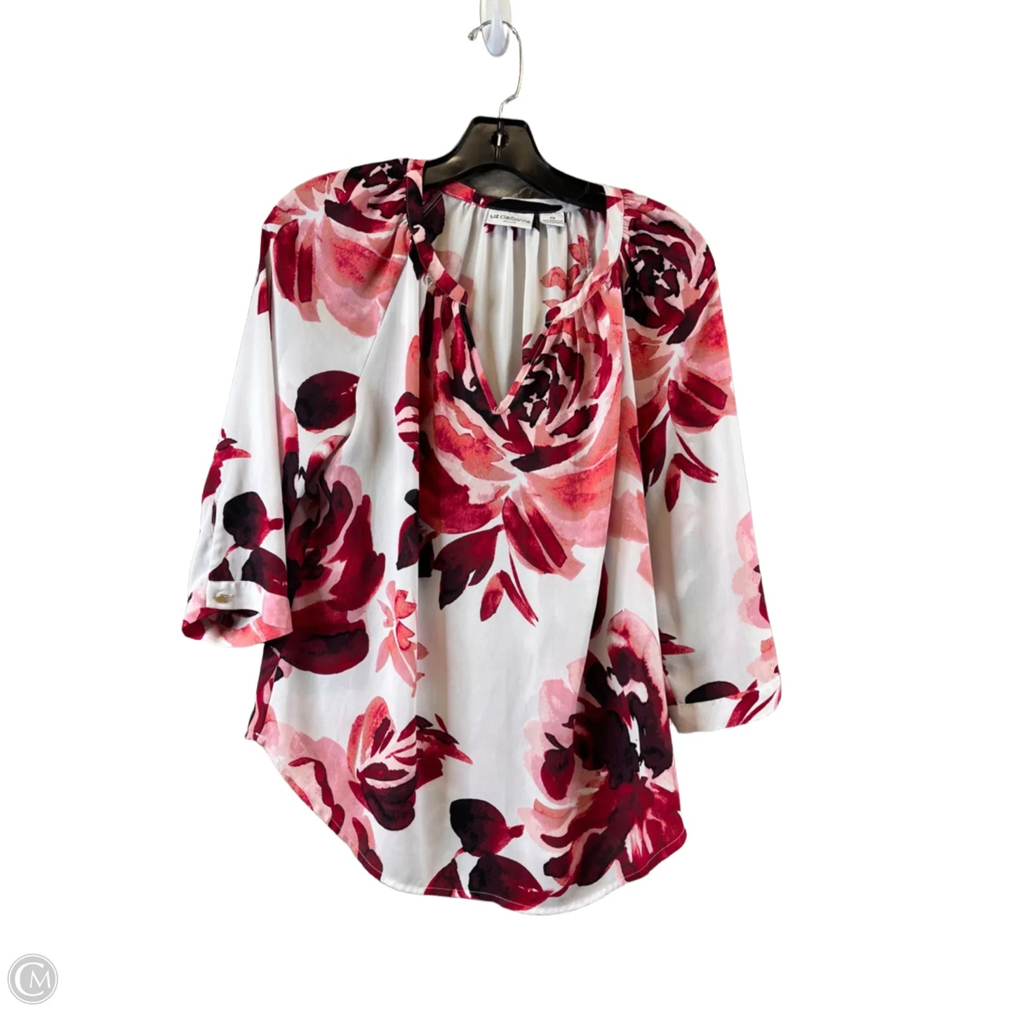 Top 3/4 Sleeve By Liz Claiborne In Red & White, Size: Sp