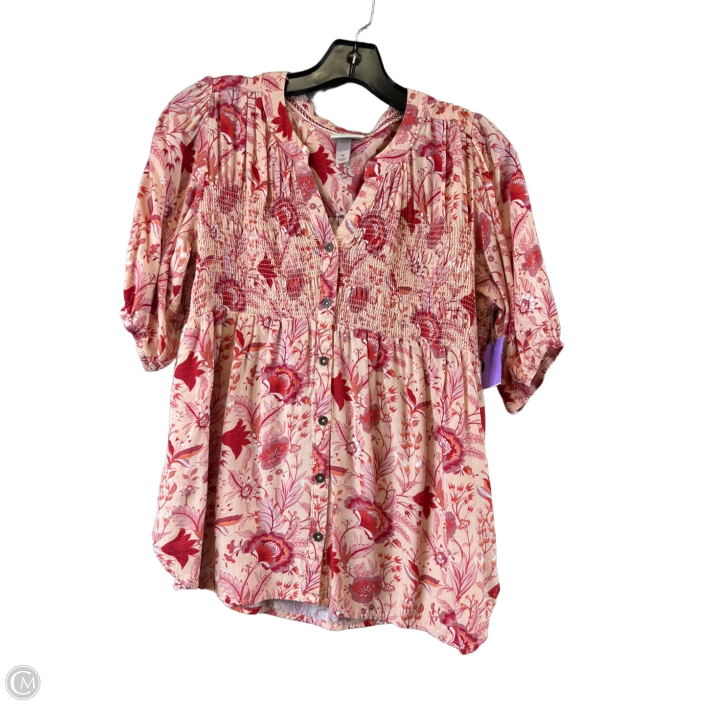 Top Short Sleeve By Knox Rose In Pink & Red, Size: M