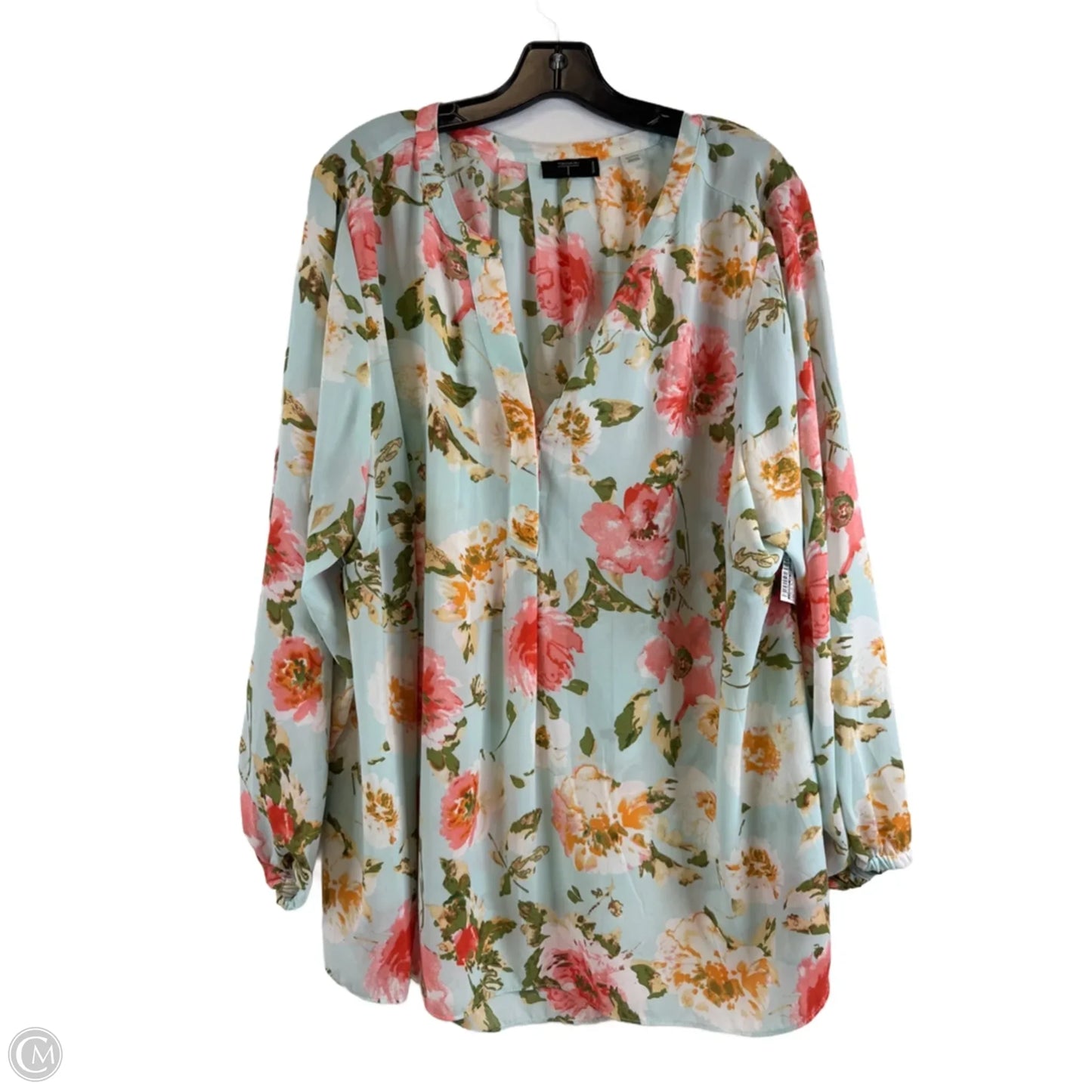 Top 3/4 Sleeve By Tahari By Arthur Levine In Floral Print, Size: 3x