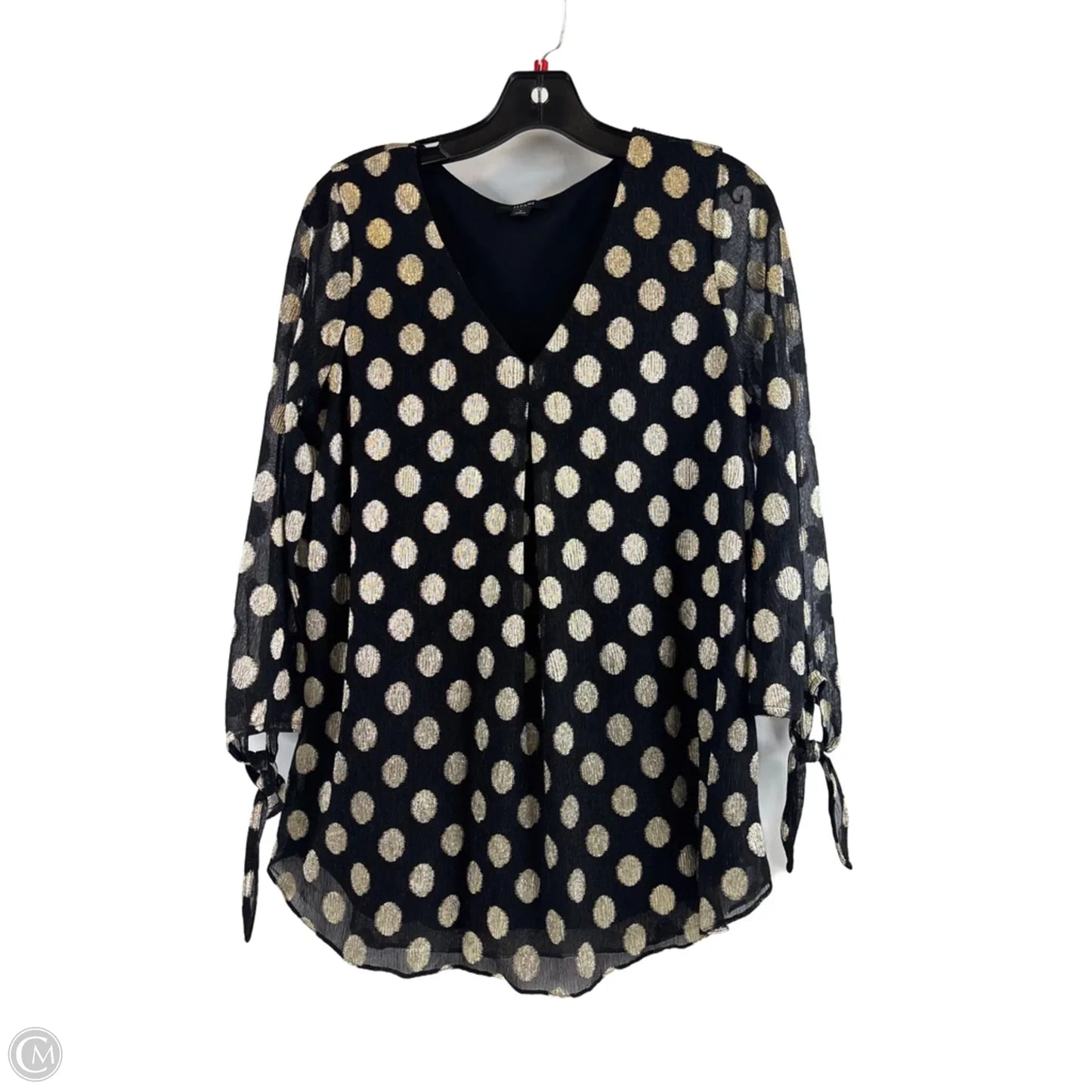 Blouse Long Sleeve By Alfani In Black & Gold, Size: M