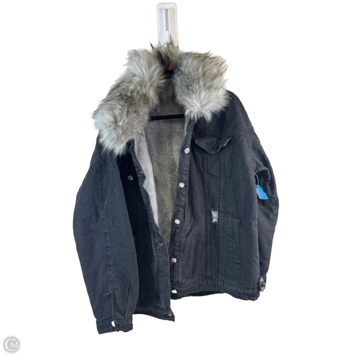 Jacket Denim By Clothes Mentor In Black Denim, Size: Xxl