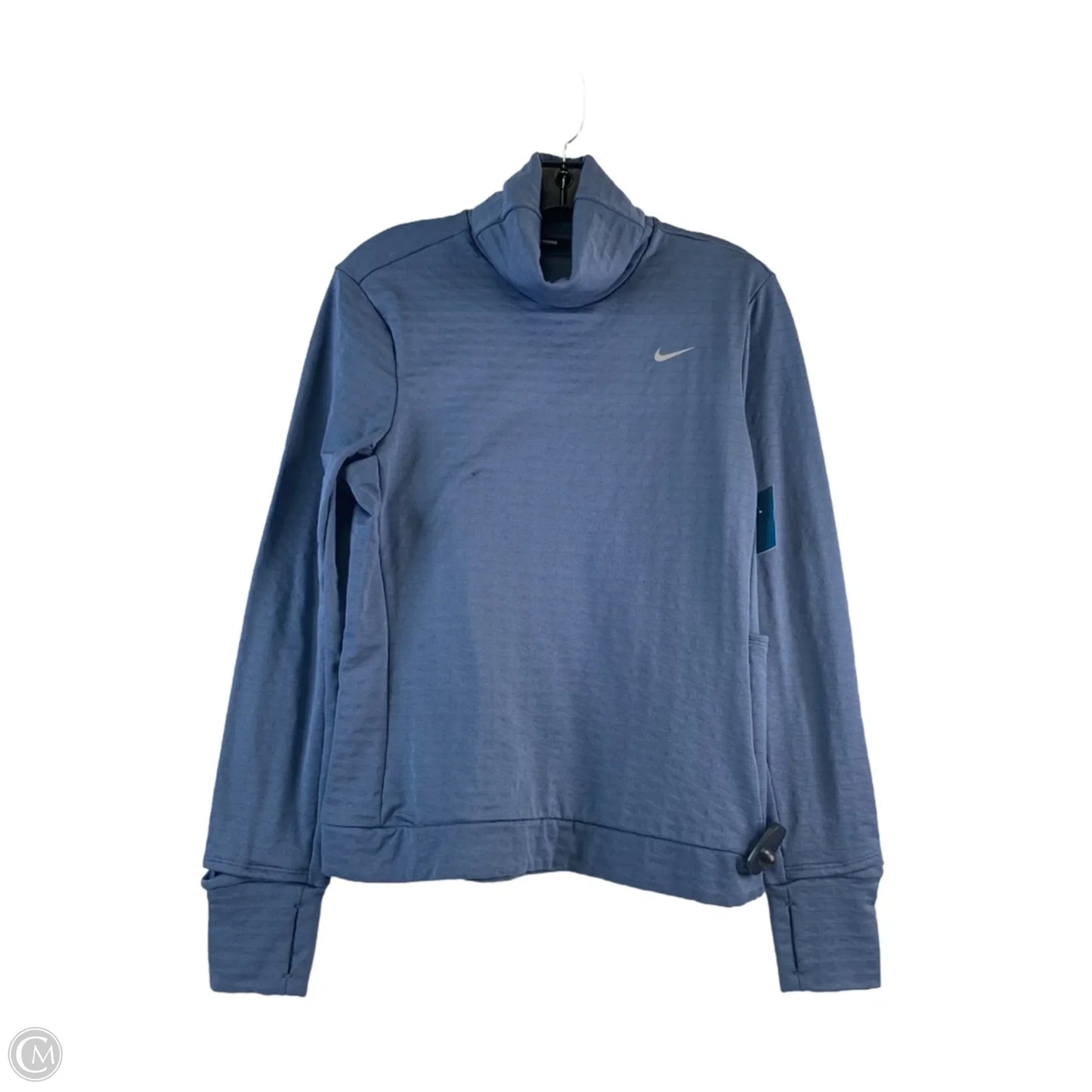 Athletic Top Long Sleeve Collar By Nike Apparel In Blue, Size: S