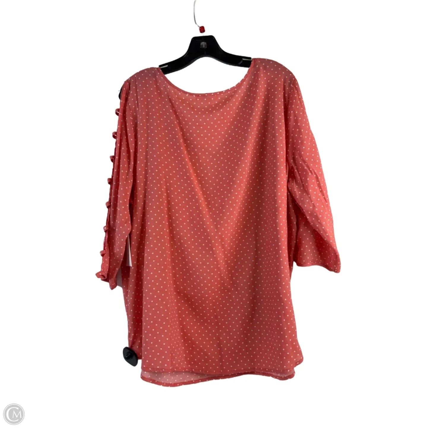 Top Long Sleeve By Como Blu In Pink & White, Size: 1x