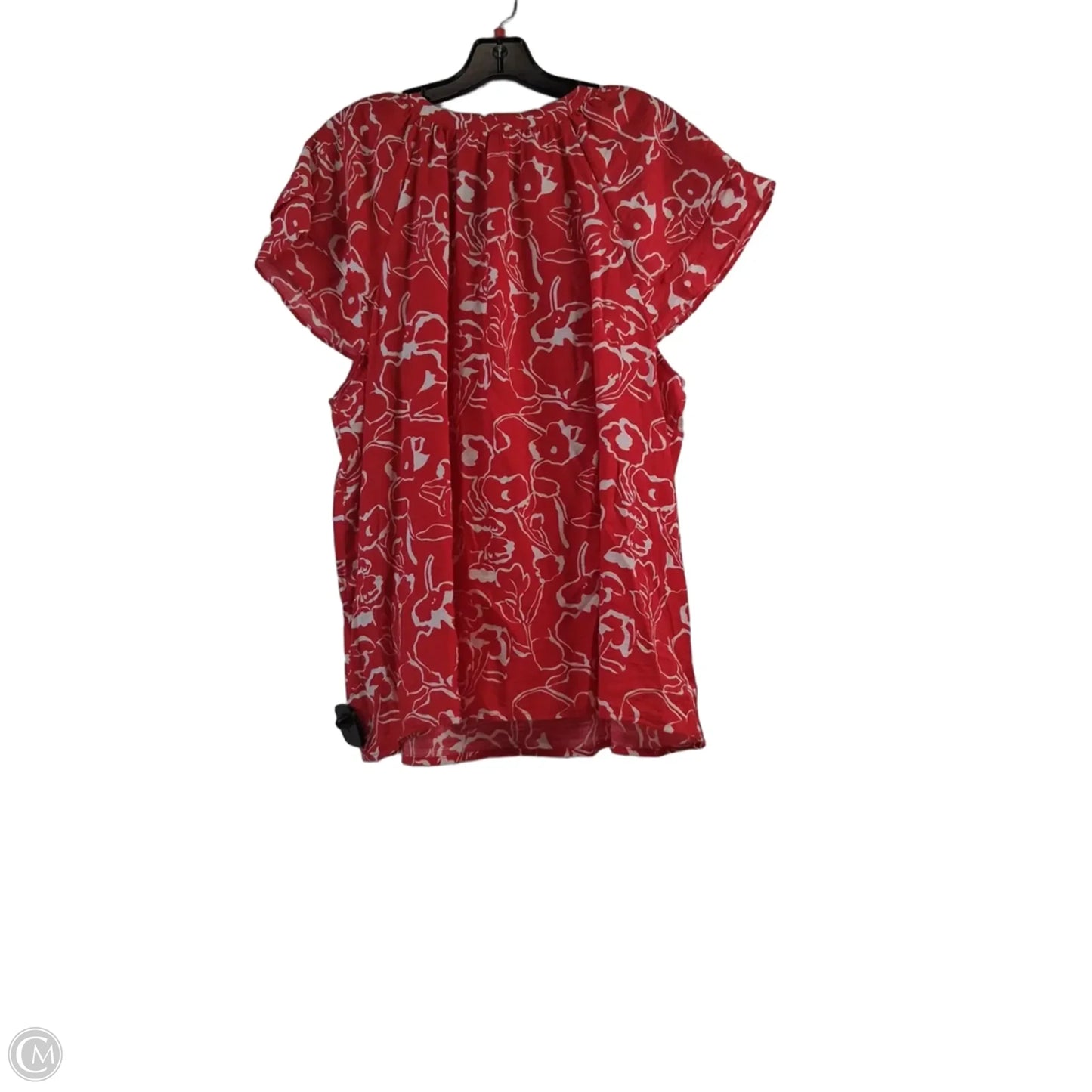 Top Short Sleeve By Impressions In Red & White, Size: 1x